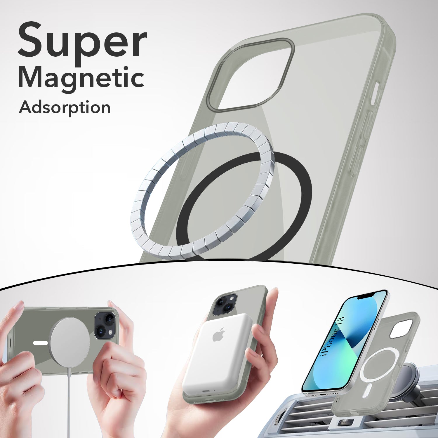 For Apple iPhone 13 Back Cover Case Lifetime Anti-Yellow MagSafe Compatible Clear (Sleek Hard Crystal | Camera Protection and Shockproof)