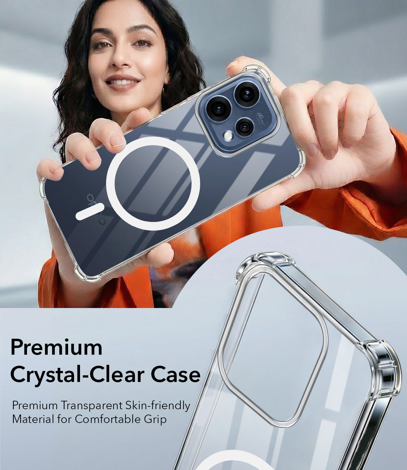For Oppo Reno15 5G | Oppo Reno 15 5G Back Cover Shockproof Crystal-Clear (Magsafe Wireless Support | Drop & Camera Protection | Hard Polycarbonate)