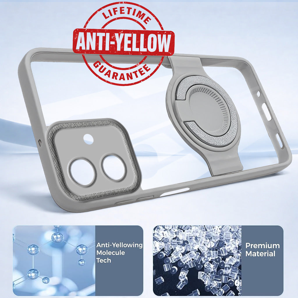 For Samsung Galaxy M07 | Samsung Galaxy F07 Back Cover Case with stand (Built-in Ring Holder Kickstand | Lifetime Anti Yellow | Camera Protection)
