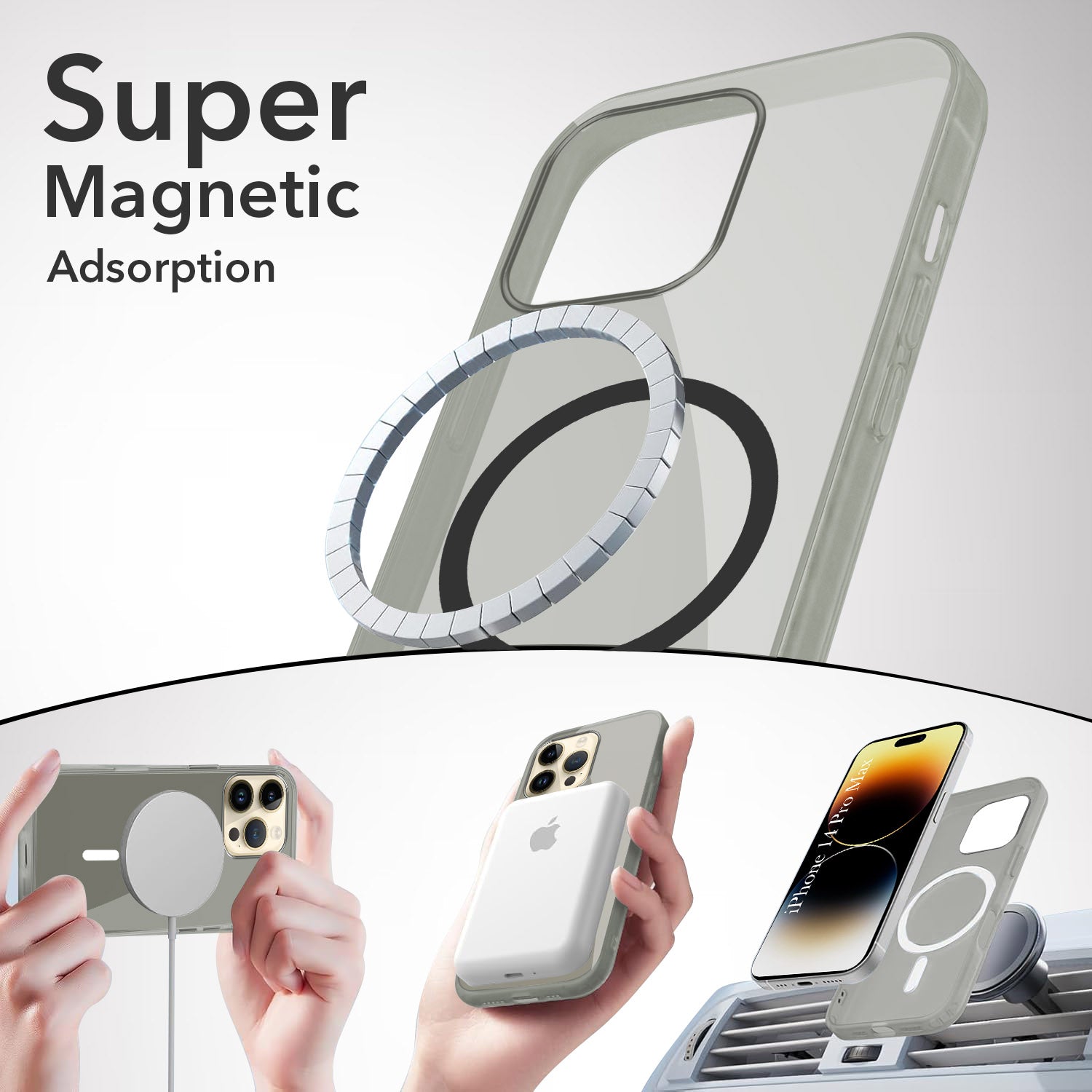 For Apple iPhone 14 Pro Max Back Cover Case Lifetime Anti-Yellow MagSafe Compatible Clear (Sleek Hard Crystal | Camera Protection and Shockproof)