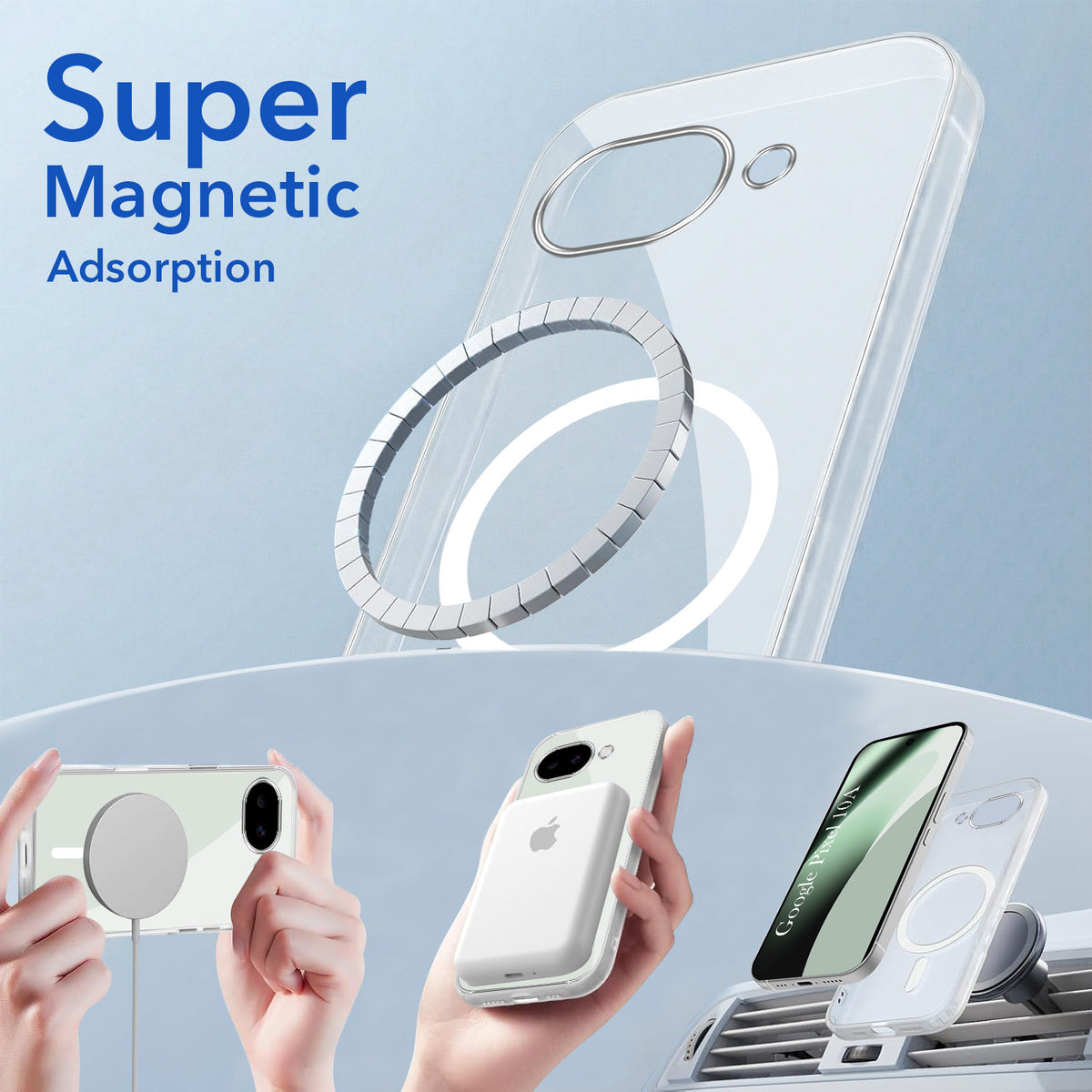 For Google Pixel 10a Back Cover Case Lifetime Anti-Yellow MagSafe Compatible Clear (Sleek Hard Crystal | Shockproof and Camera Protection)