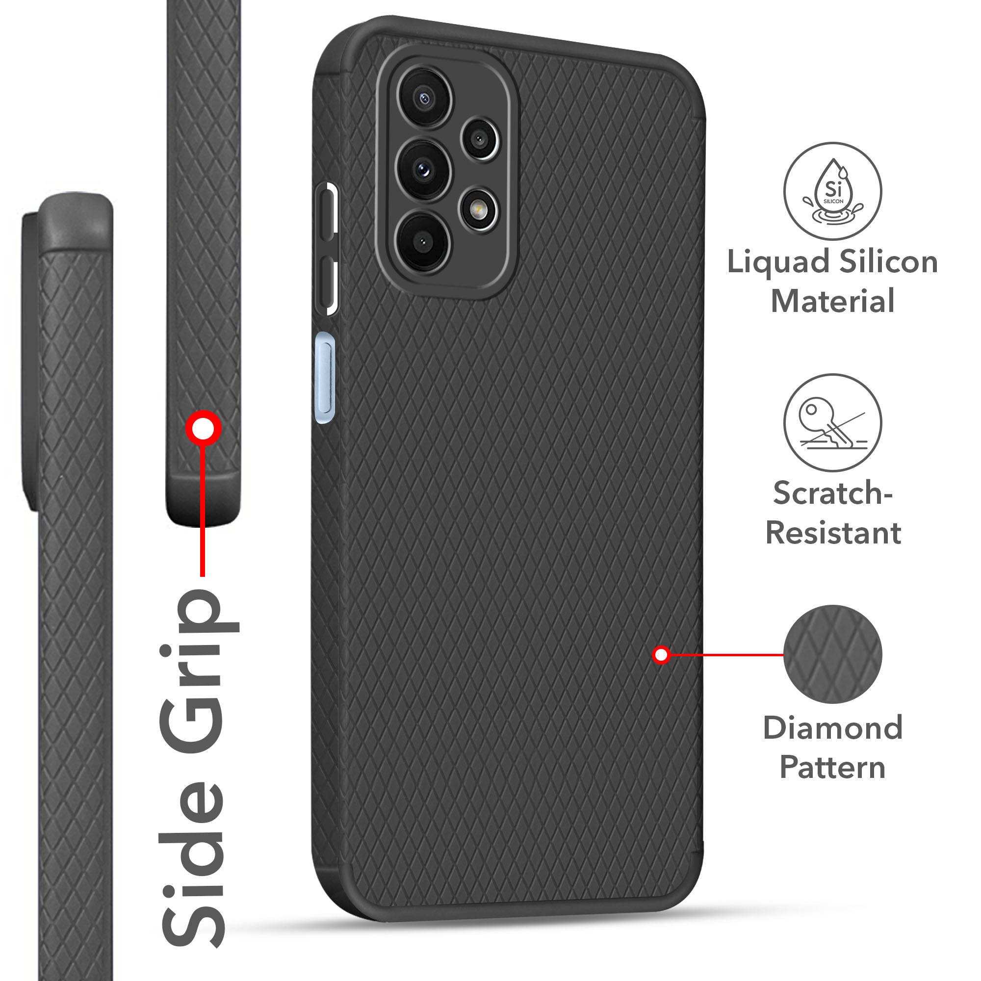 For Samsung Galaxy A23 4G | 5G Back Cover Case (Liquid Silicone | Side Grip | Camera Protection)