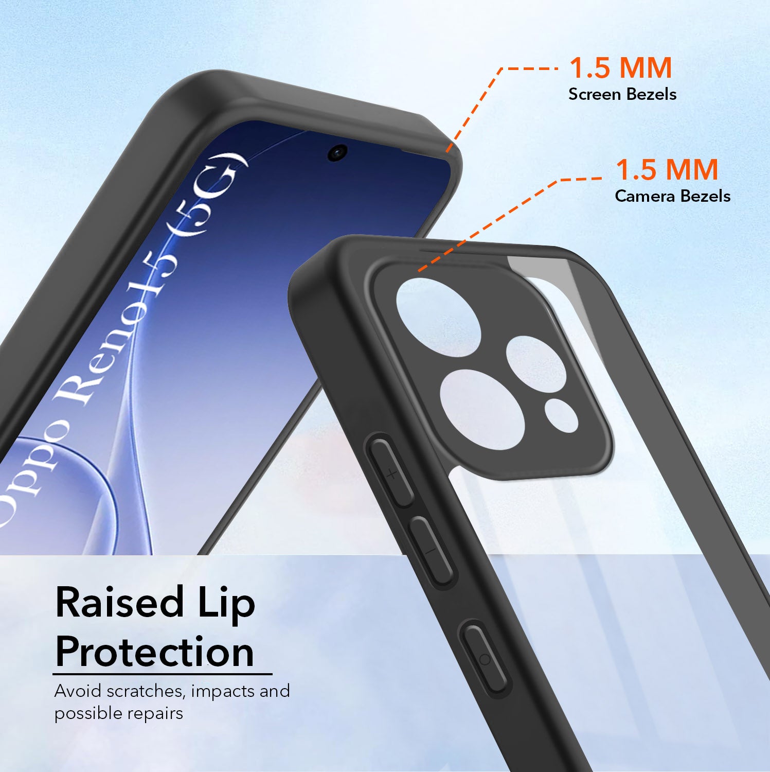 For Oppo Reno15 5G | Oppo Reno 15 5G Combo with Back Cover and 9H Tempered Glass (Lifetime Anti-Yellow | Crystal Clear Shockproof | Oleophobic Coating Screen Glass)