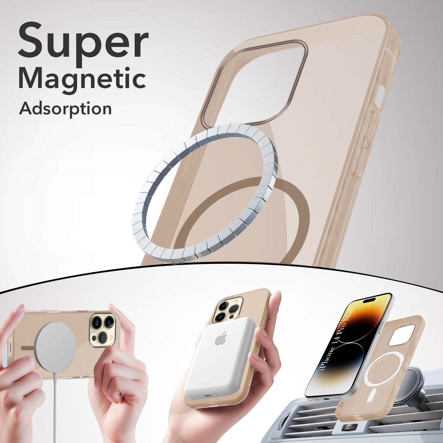 For Apple iPhone 14 Pro Max Back Cover Case Lifetime Anti-Yellow MagSafe Compatible Clear (Sleek Hard Crystal | Camera Protection and Shockproof)