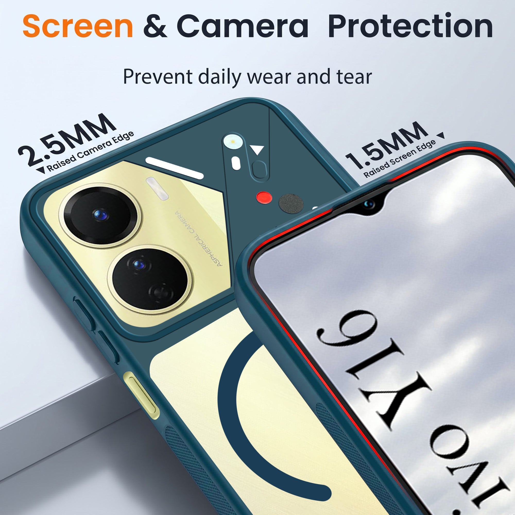 For Vivo Y16 Back Cover Case Lifetime Anti-Yellow Clear (Camera Protection | Side Grip | Wireless MagSafe Compatible)
