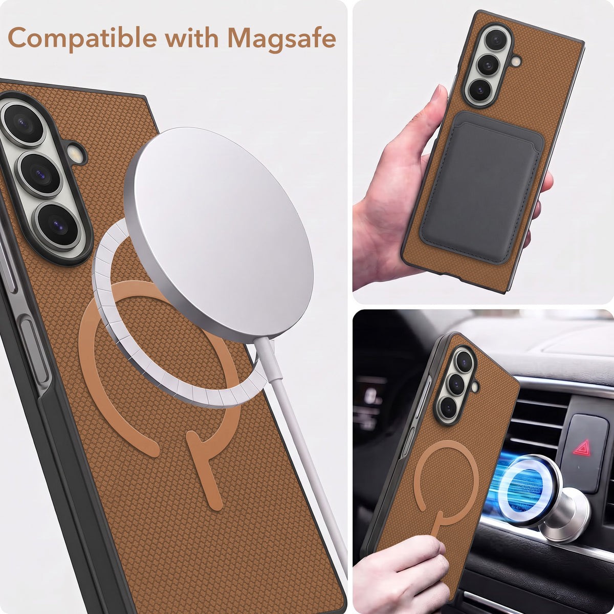 For Samsung Galaxy Z Fold 7 Premium Magnetic Back Cover Case (MagSafe Compatible | 180° Folding Design | Soft Microfiber Inner Lining | Textured Blue Finish)