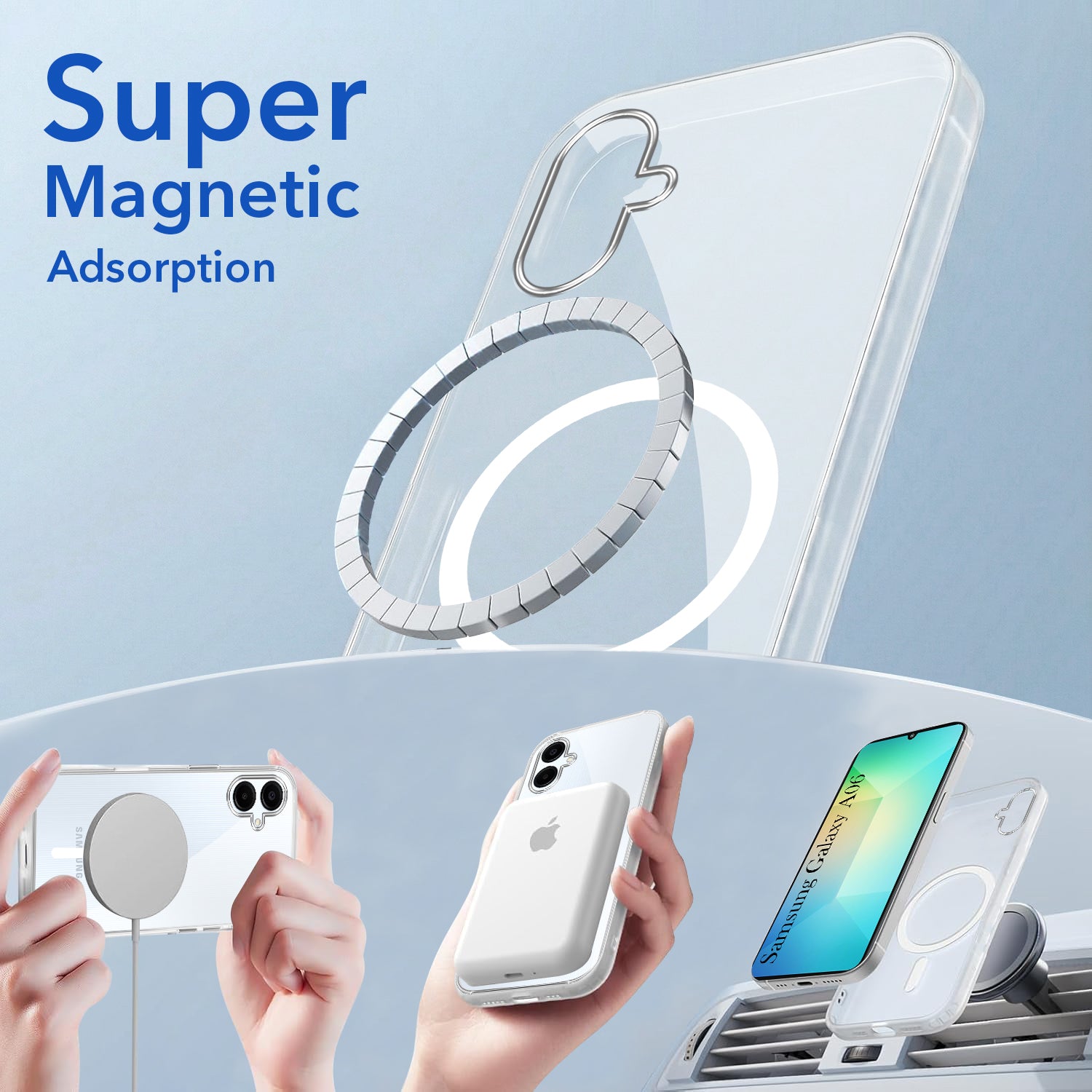 For Samsung Galaxy A06 Back Cover Case Lifetime Anti-Yellow MagSafe Compatible Clear (Sleek Hard Crystal | Shockproof and Camera Protection)