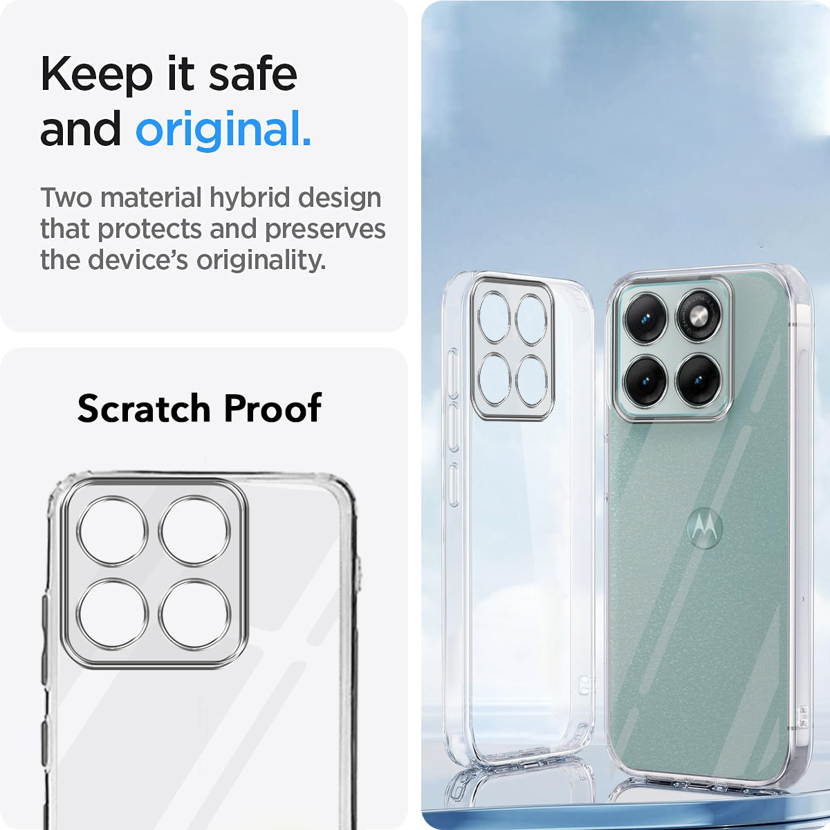 For Motorola Moto Edge 70 Fusion Back Cover Case Silicone (Clear Shockproof Case with Camera Protection | Soft and Flexible | Transparent)