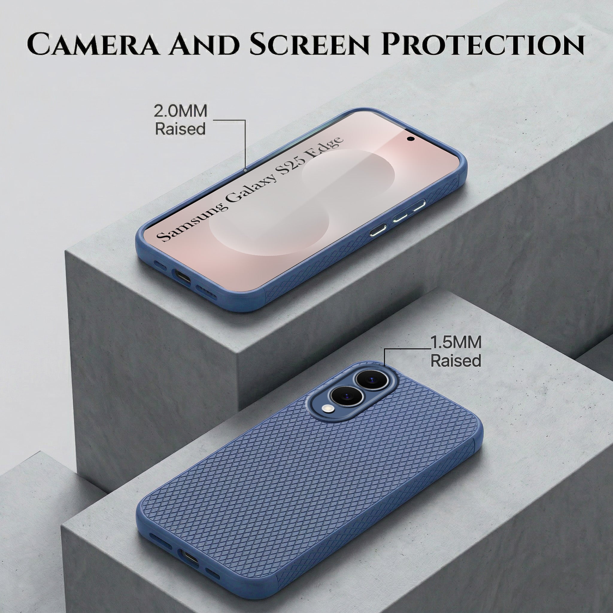 For Samsung Galaxy S25 Edge Combo with Back Cover and 9H Tempered Glass (Liquid Silicone | Camera Protection | Oleophobic Coating Screen Glass)