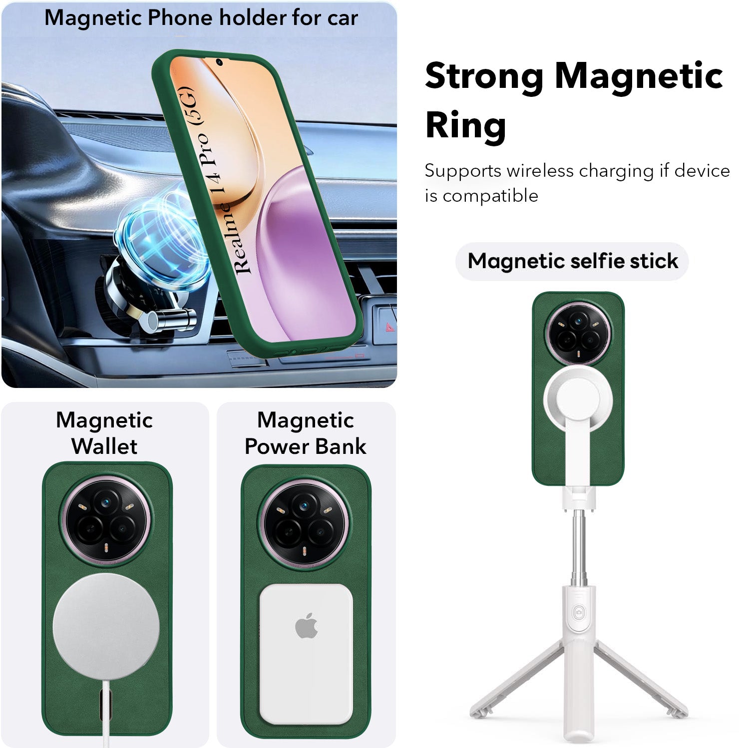 For Realme 14 Pro Back Cover Case Leather Finish (MagSafe Compatible Wireless Charging | Soft Touch | Camera Bump Protection)