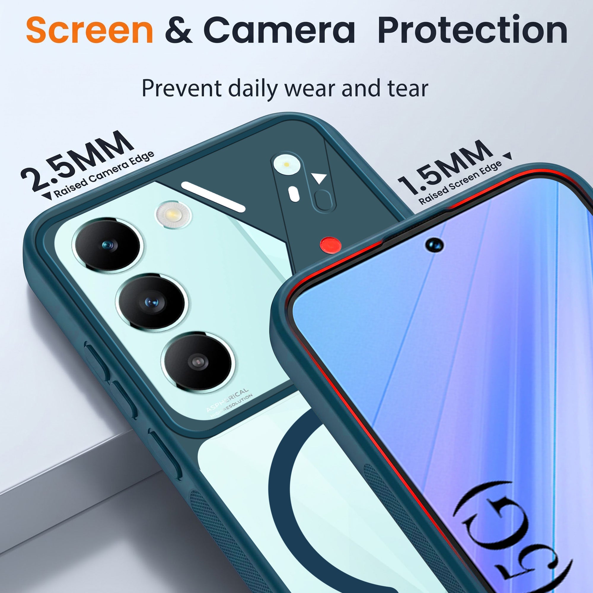 For Vivo T3 5G Back Cover Case Lifetime Anti-Yellow Clear (Camera Protection | Side Grip | Wireless MagSafe Compatible)