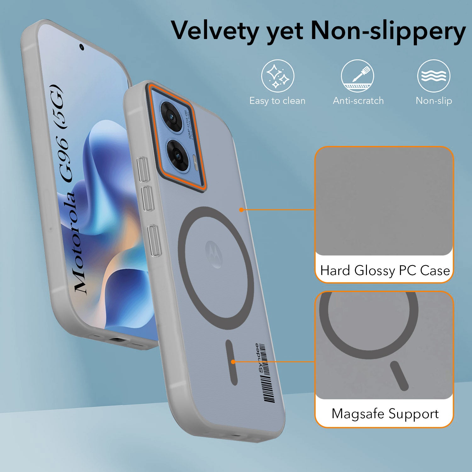 For Motorola Moto G96 Back Cover Case (Soft Touch | Camera Bump Protection | MagSafe Compatible | Matte Finish)