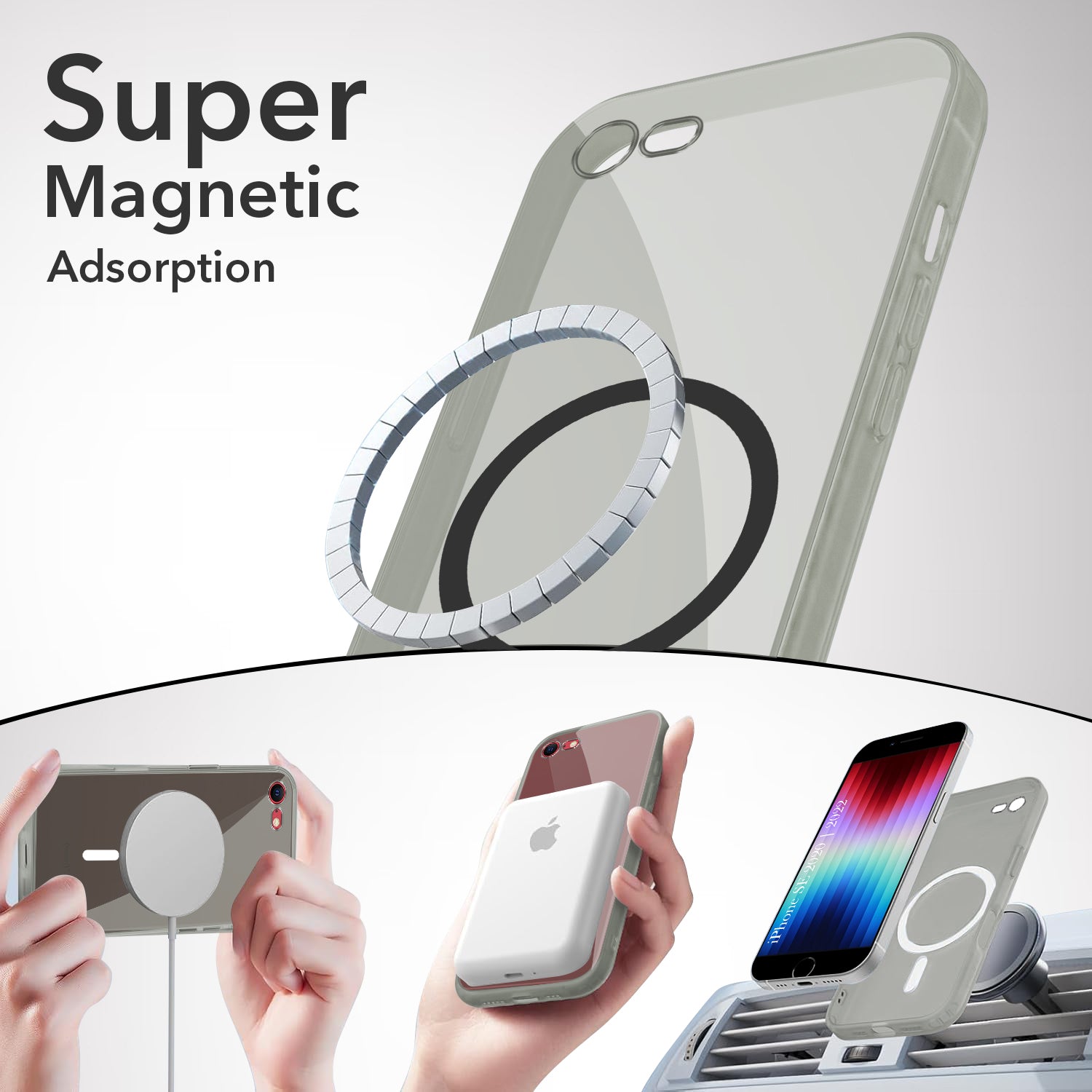 For iPhone SE 2020 | SE 2022 Back Cover Case Lifetime Anti-Yellow MagSafe Compatible Clear (Sleek Hard Crystal | Shockproof and Camera Protection)