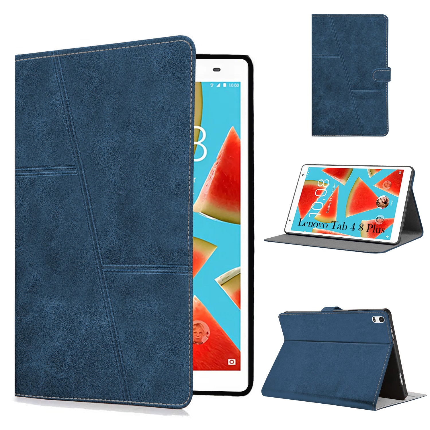 For Flip Cover Folio Case Lenovo Tab 4 8 Plus (TB-8704X) 8 Inch (PU Leather | Multi-Angle Smart Stand | Card Storage Slots | Silicone Back Pouch)