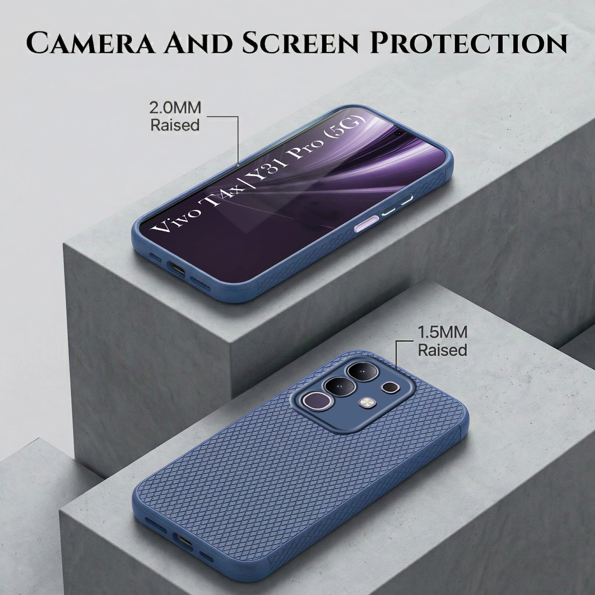 For Vivo T4x | Vivo Y31 Pro Combo with Back Cover and 9H Tempered Glass (Liquid Silicone | Camera Protection | Oleophobic Coating Screen Glass)
