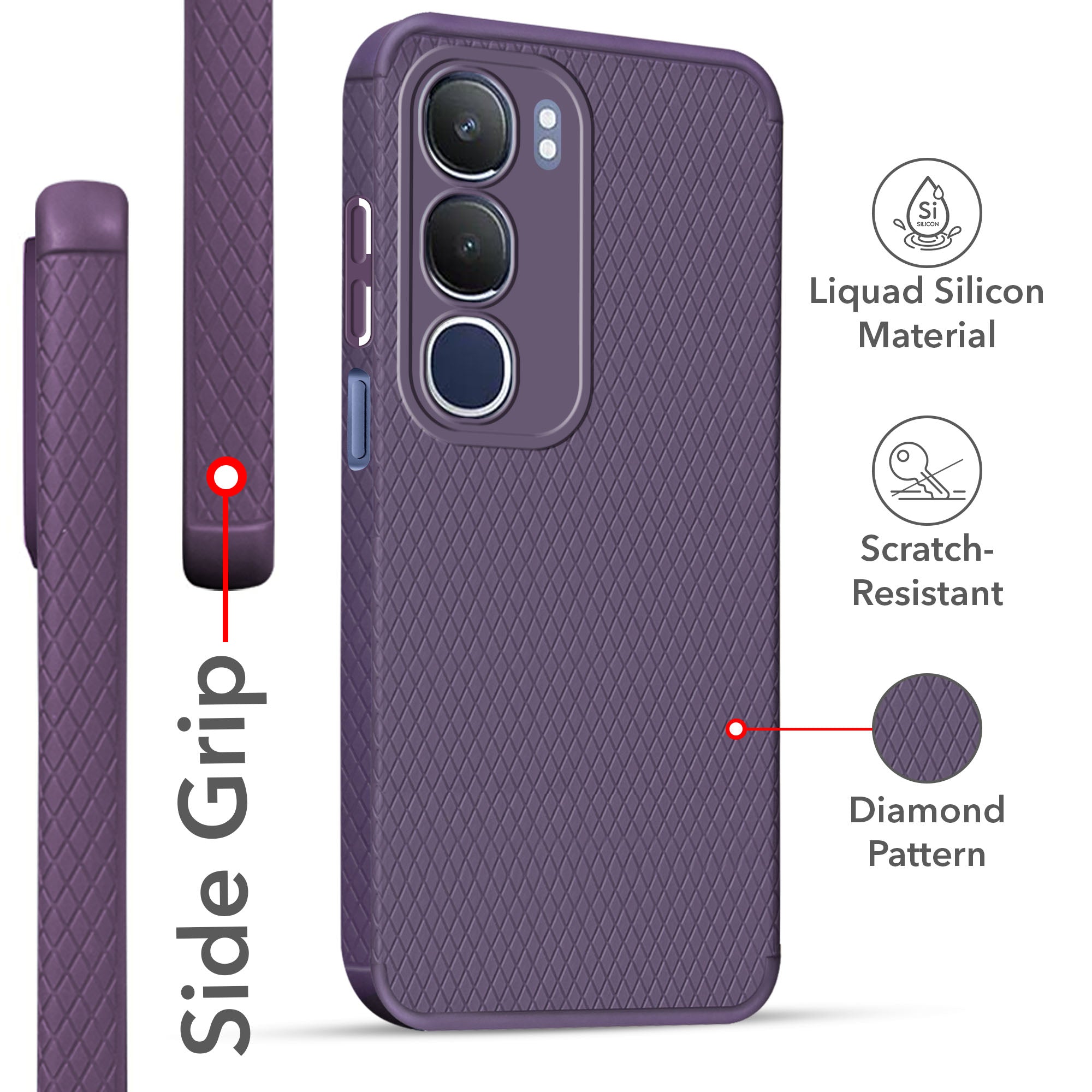 For Vivo Y29  Back Cover Case (Liquid Silicone | Side Grip | Camera Protection)