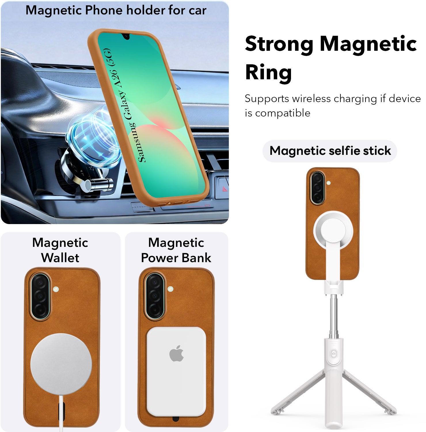 For Samsung Galaxy A26 5G Back Cover Case Leather Finish (MagSafe Compatible Wireless Charging | Soft Touch | Camera Bump Protection)
