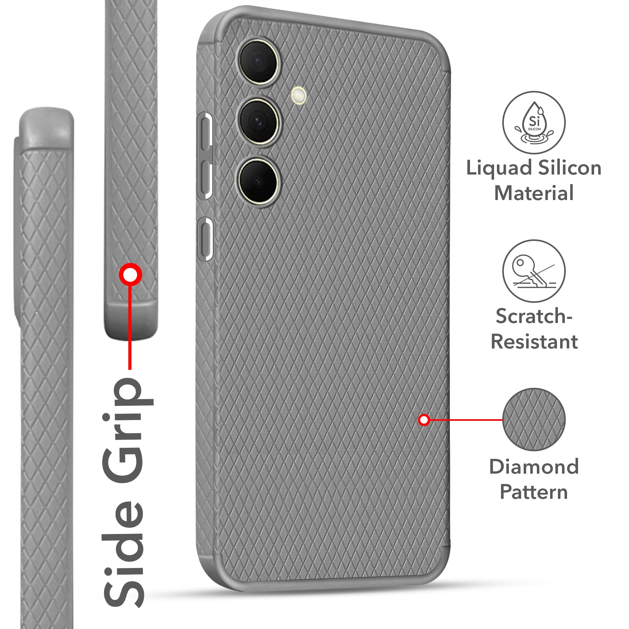 For Samsung Galaxy A35 5G Back Cover Case (Liquid Silicone | Side Grip | Camera Protection)