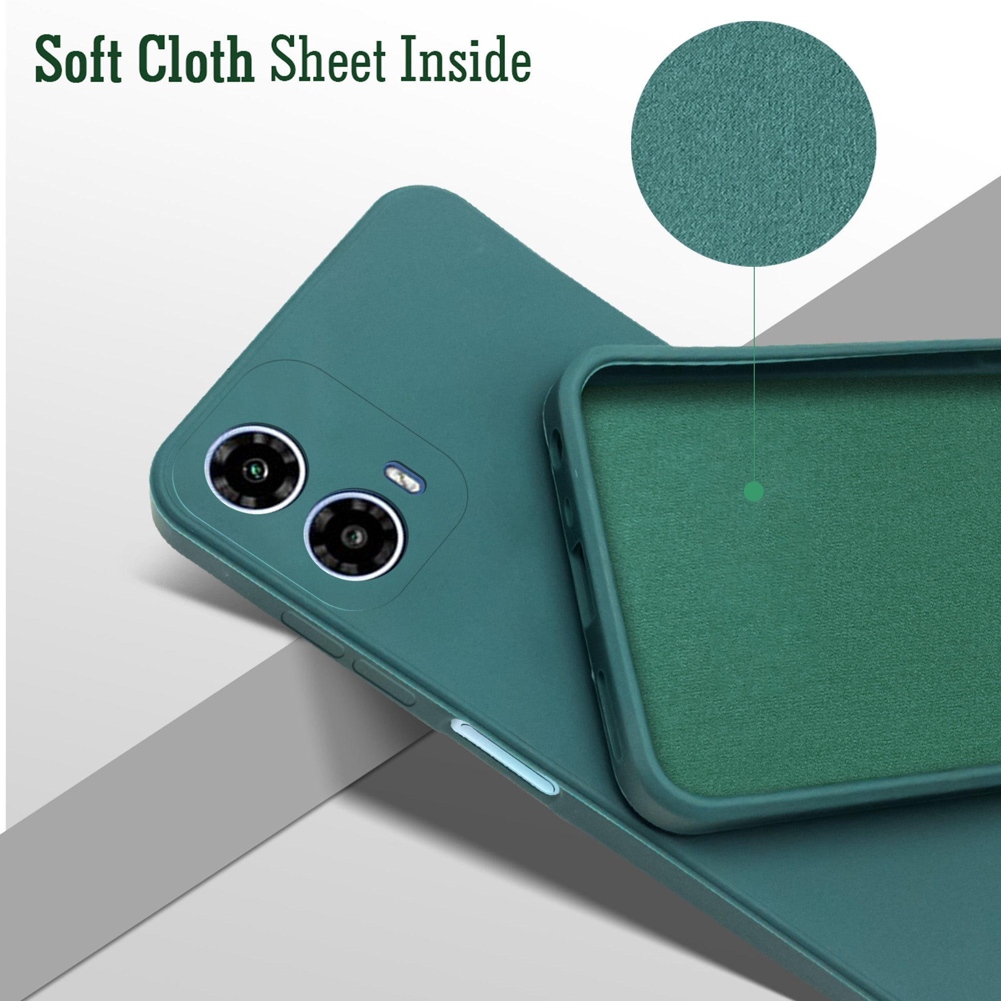 For Motorola Moto G34 5G Back Cover Case (Matte Finish Silicone with Inside Fiber cloth)
