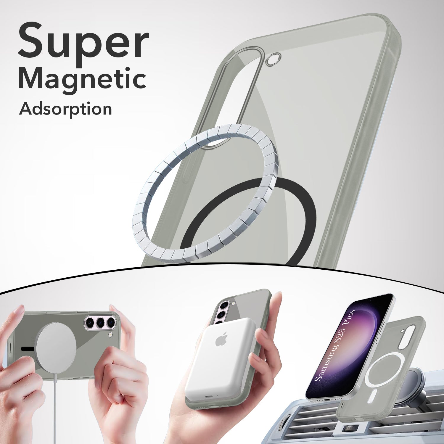 For Samsung Galaxy S23 Plus Back Cover Case Lifetime Anti-Yellow MagSafe Compatible Clear (Sleek Hard Crystal | Shockproof and Camera Protection)