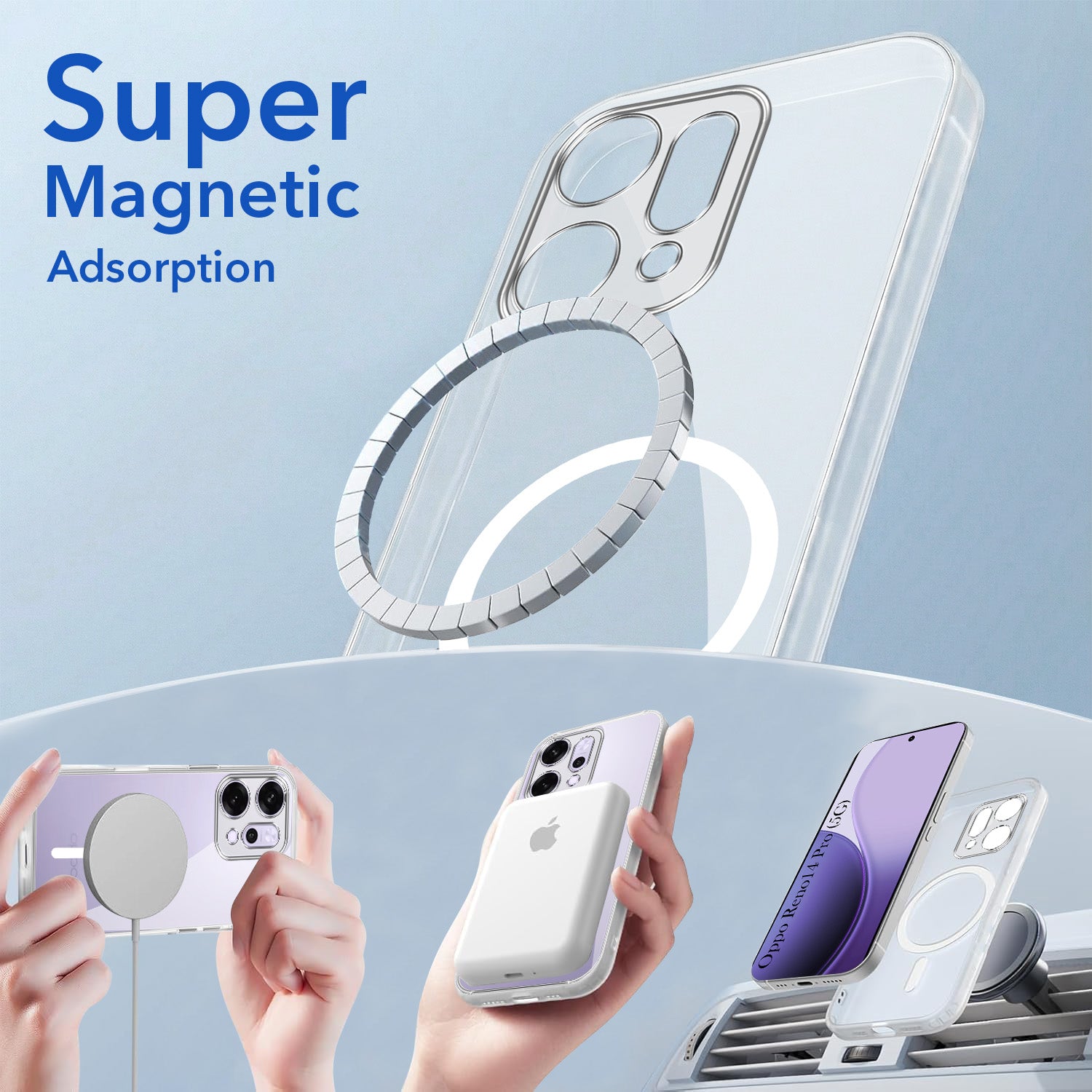 For Oppo Reno14 Pro 5G | Oppo Reno 14 Pro 5G Back Cover Case Lifetime Anti-Yellow MagSafe Compatible Clear (Sleek Hard Crystal | Shockproof and Camera Protection)