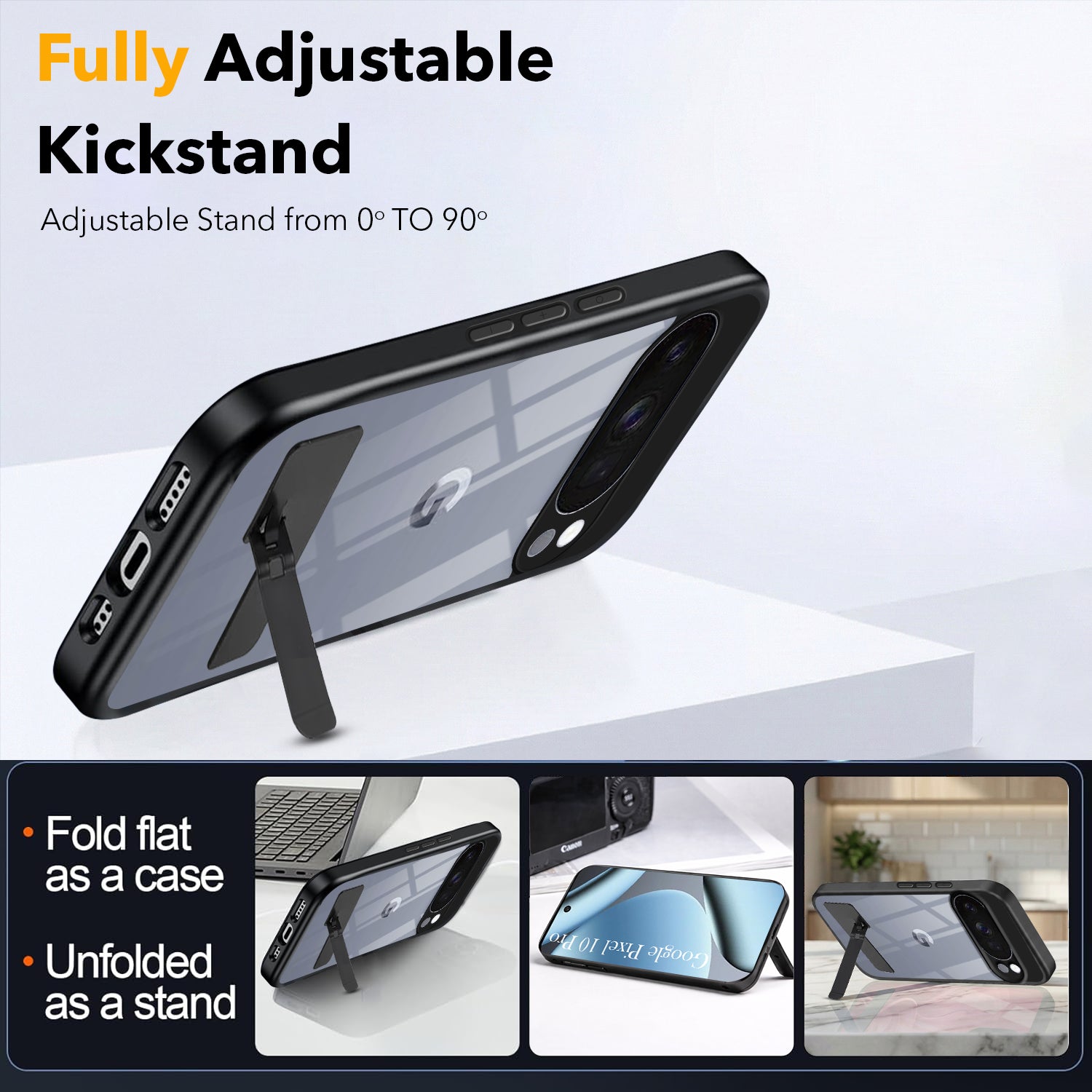 For Google Pixel 10 Pro Back Cover Case (Built-in Stand | Lifetime Anti Yellow | Kickstand Shockproof | Camera Protection | MagSafe Compatible)