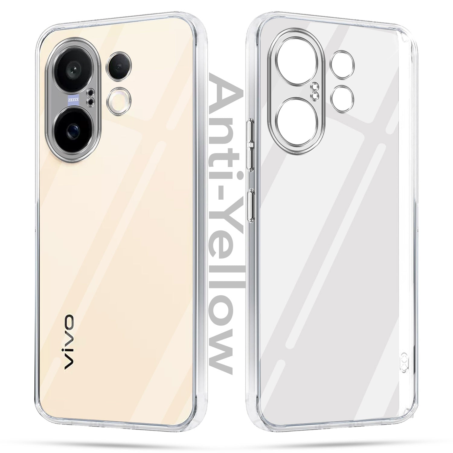 For Vivo X200 FE Combo with Back Cover and 9H Tempered Glass (Lifetime Anti-Yellow | Sleek Hard Crystal | Oleophobic Coating Screen Glass)