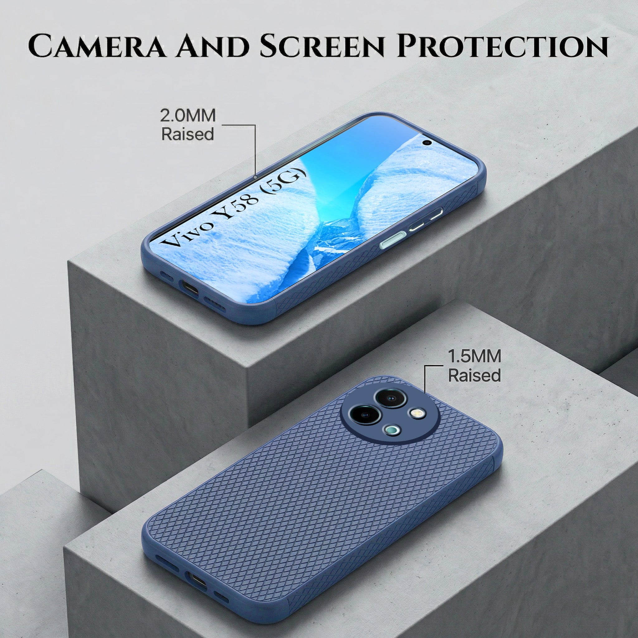 For Vivo Y58 5G Combo with Back Cover and 9H Tempered Glass (Liquid Silicone | Camera Protection | Oleophobic Coating Screen Glass)