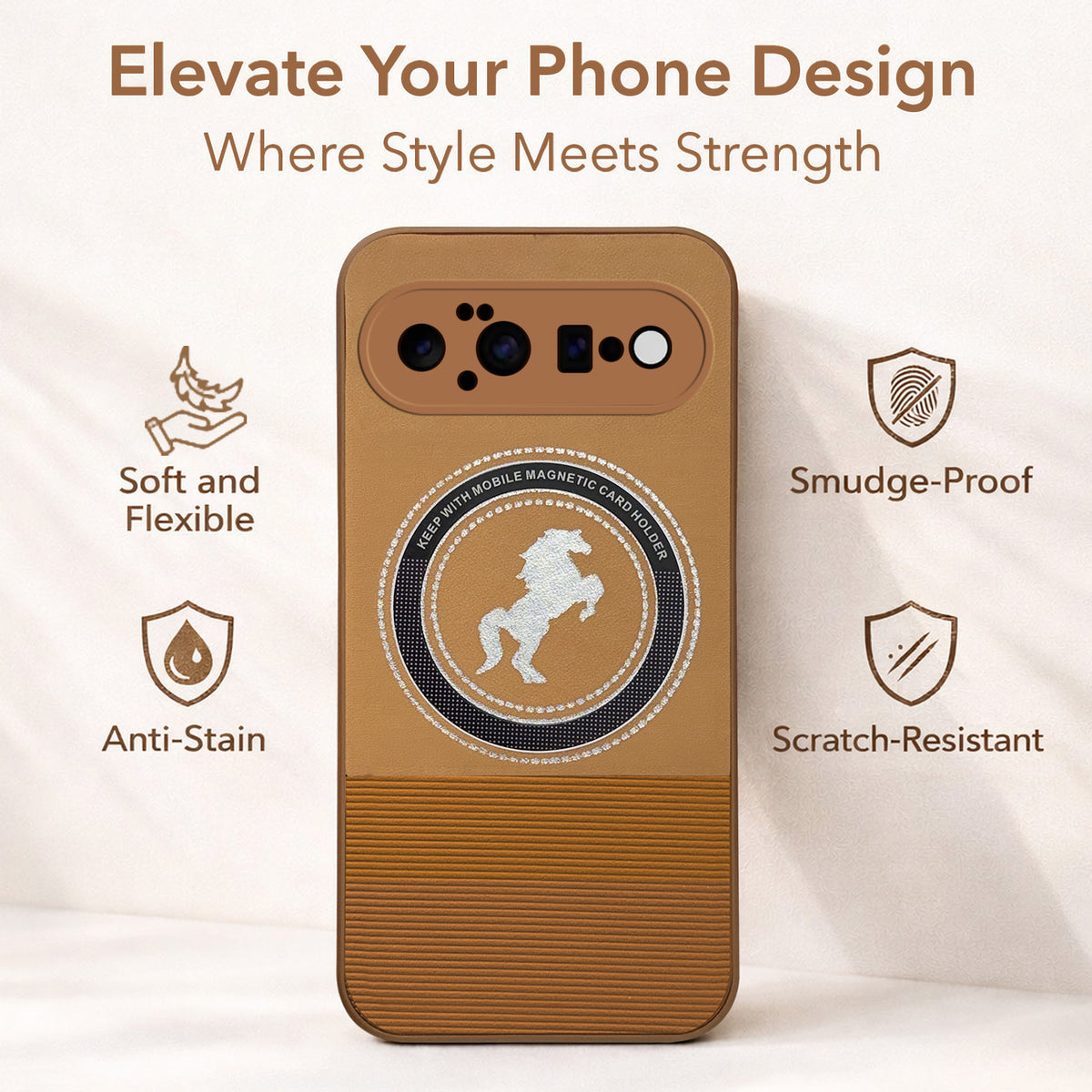 For Google Pixel 11 Back Cover Case PU Leather Finish (Professional Minimalist Texture | MagSafe Compatile | Camera Protection | Sleek Sober Formal)