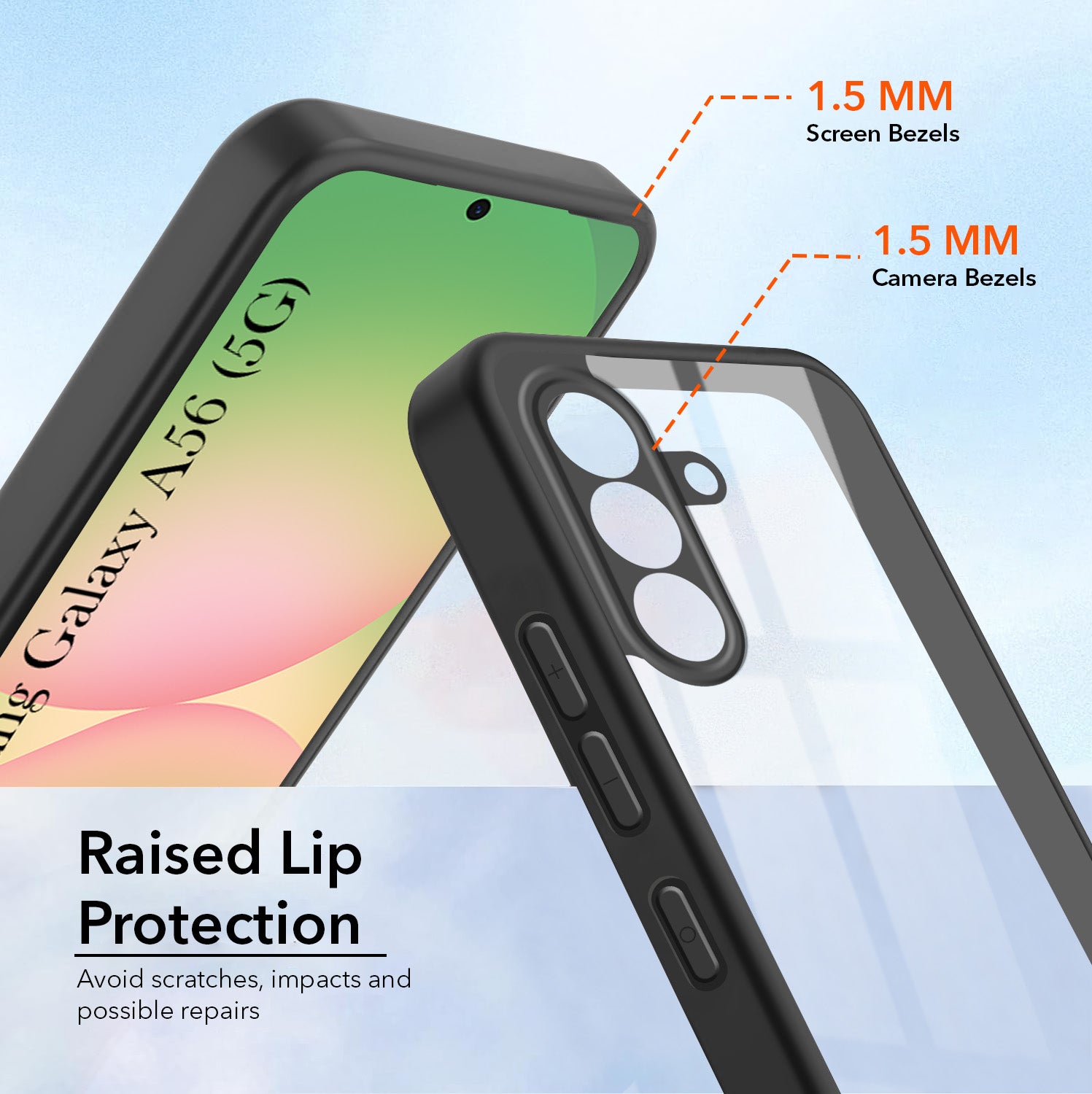 For Samsung Galaxy A56 Combo with Back Cover and 9H Tempered Glass (Lifetime Anti-Yellow | Crystal Clear Shockproof | Oleophobic Coating Screen Glass)