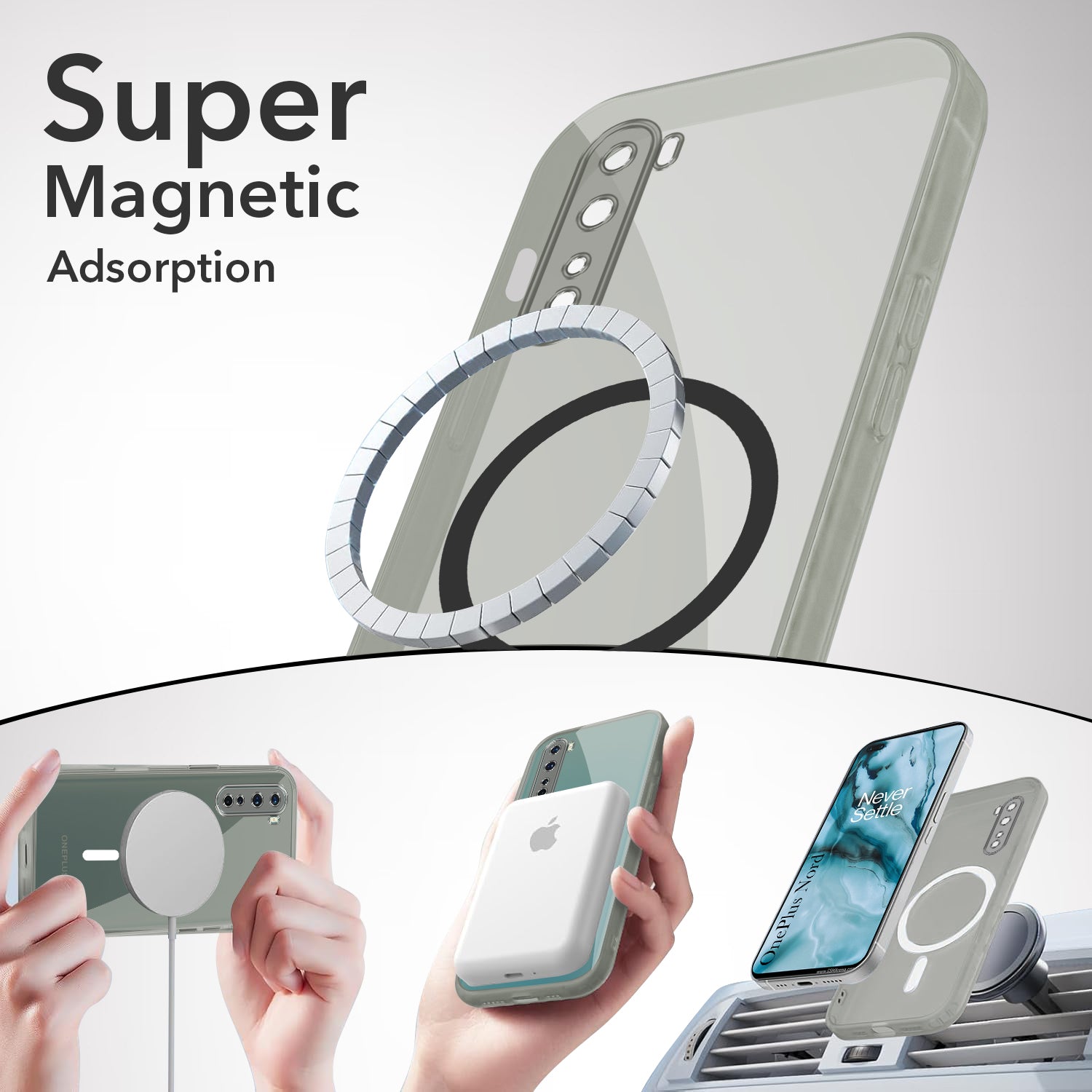 For Oneplus Nord 5G Back Cover Case Lifetime Anti-Yellow MagSafe Compatible Clear (Sleek Hard Crystal | Shockproof and Camera Protection)