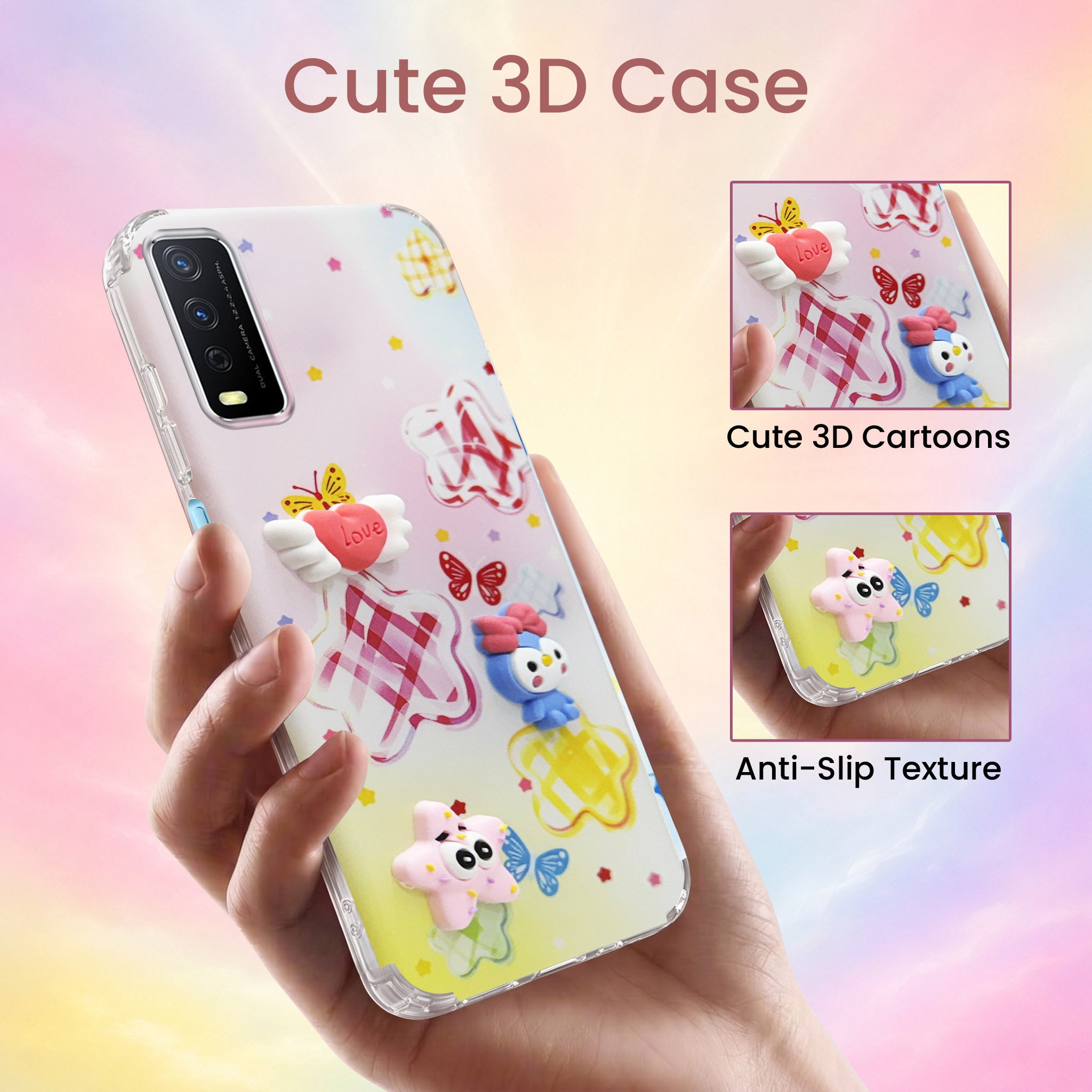 For Vivo Y12s | Y11s | Y12G Back Cover Case (3D Cute Cartoons | Hard Back Side Soft | Matte Premium Finish | HD Printing)