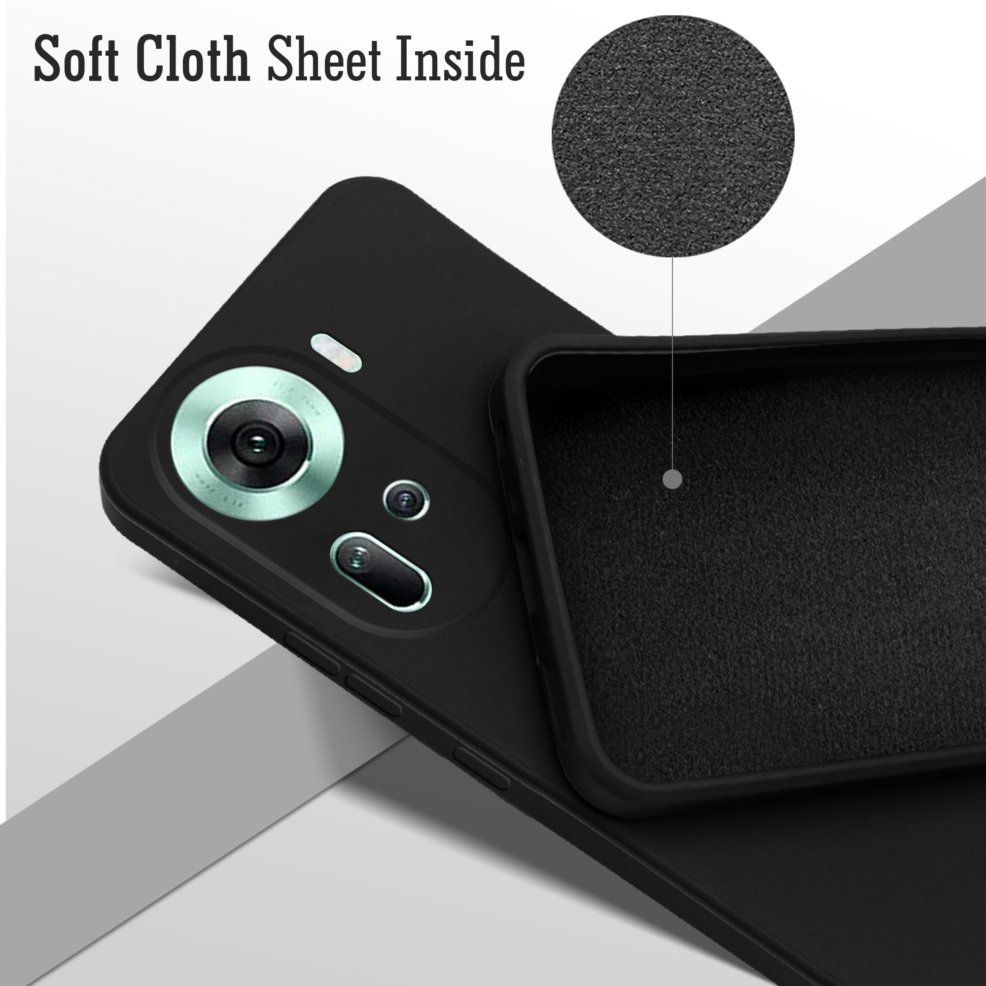 For Oppo Reno11 5G Back Cover Case (Matte Finish Silicone with Inside Fiber cloth)