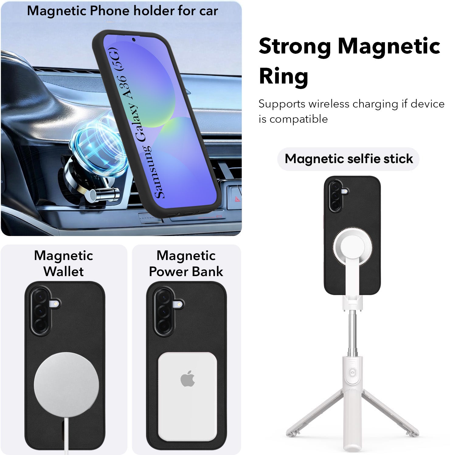 For Samsung Galaxy A36 5G Back Cover Case Leather Finish (MagSafe Compatible Wireless Charging | Soft Touch | Camera Bump Protection)