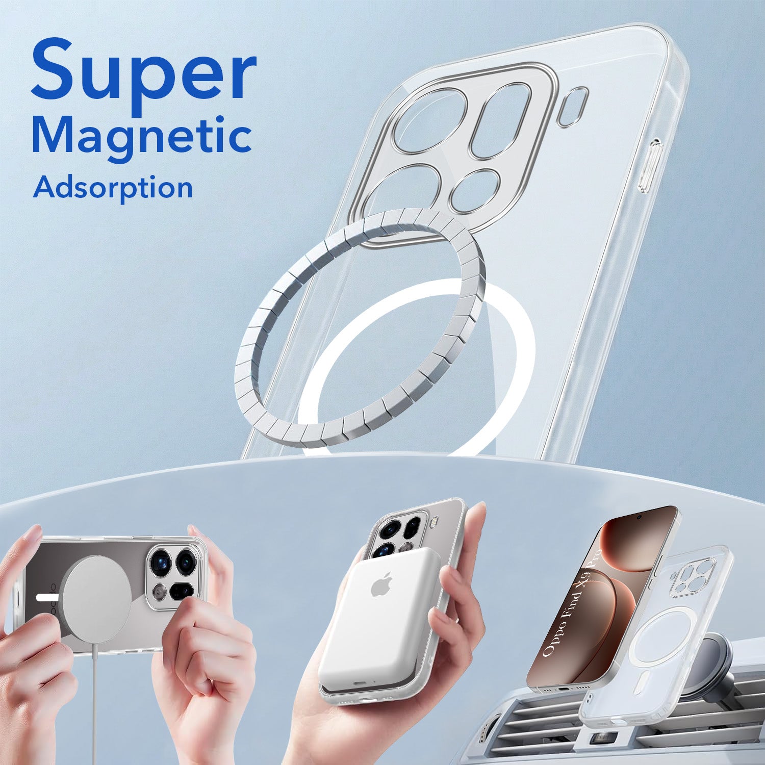 For Oppo Find X9 Pro Back Cover Case Lifetime Anti-Yellow MagSafe Compatible Clear (Sleek Hard Crystal | Shockproof and Camera Protection)