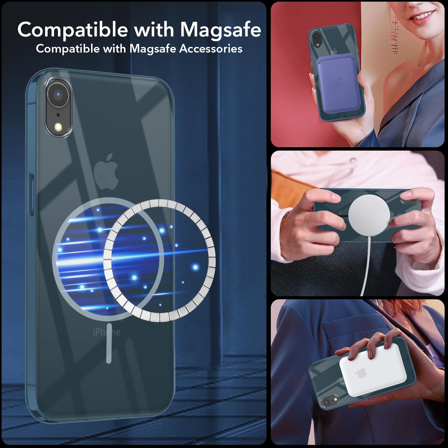 For Apple iPhone XR Back Cover Case (Crystal Clear Case | MagSafe Wireless Charging Support | Hard Anti Yellow | Camera Protection Bump)