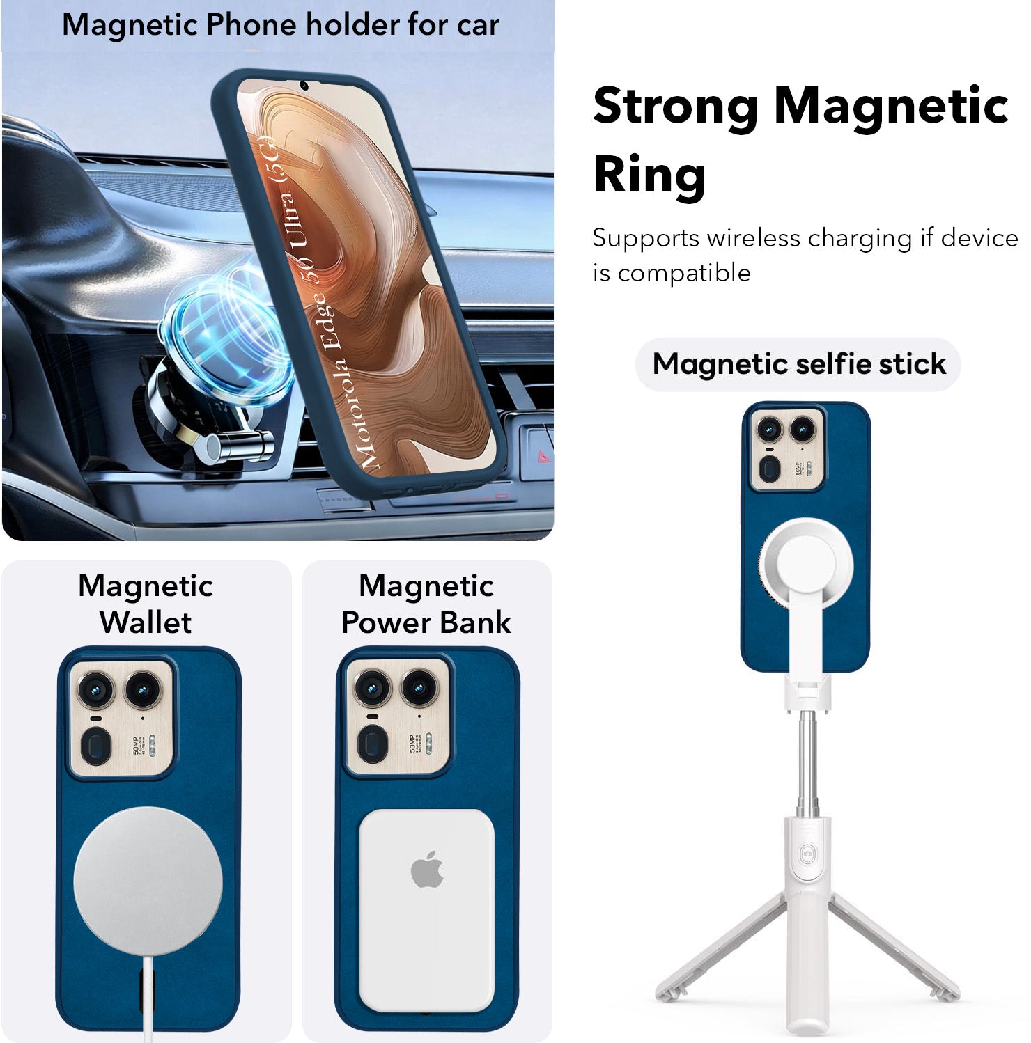 For Motorola Moto Edge 50 Ultra 5G Back Case Cover Leather Finish (MagSafe Compatible Wireless Charging | Soft Touch | Camera Bump Protection)