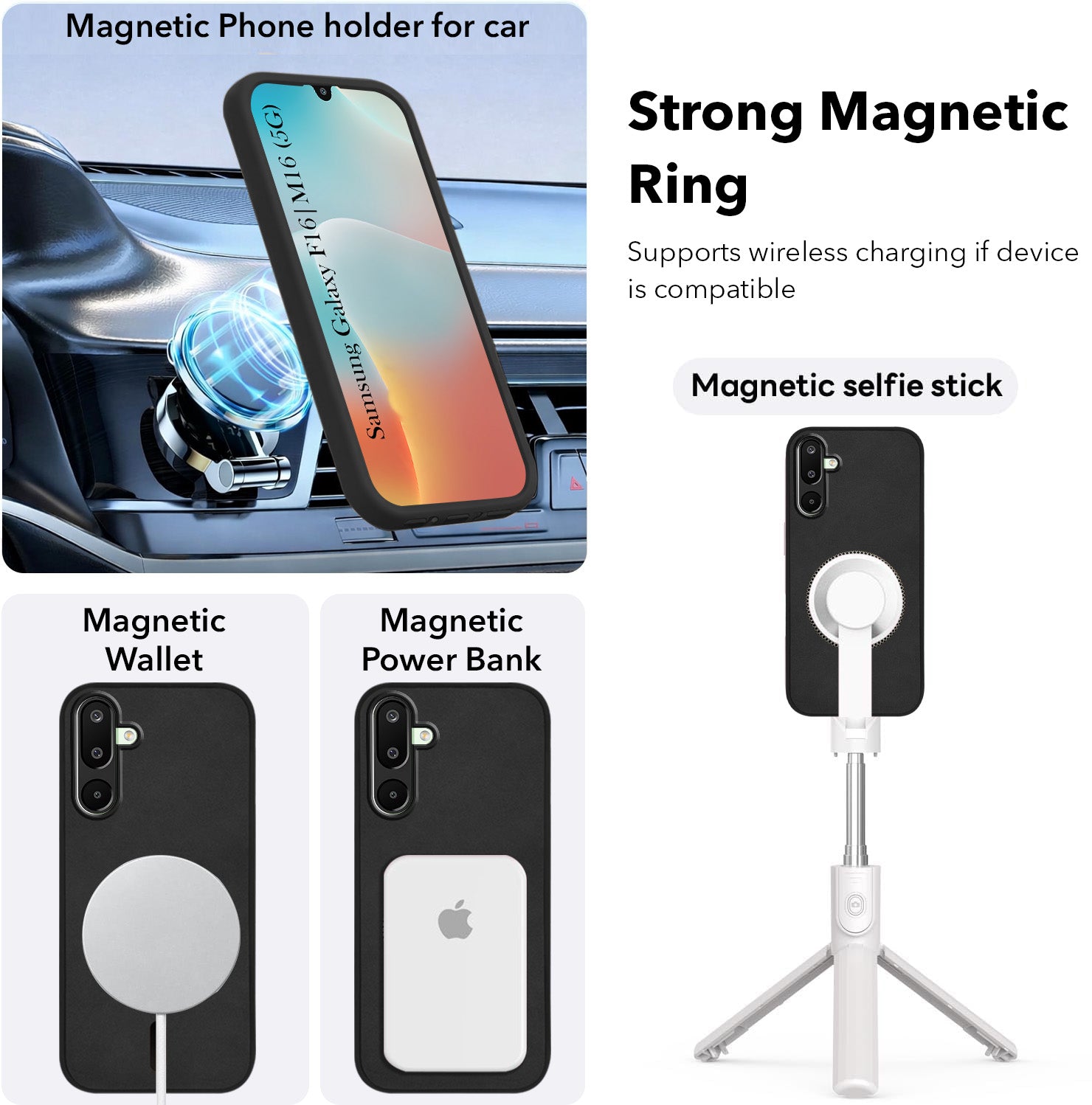 For Samsung Galaxy M16 5G | Samsung Galaxy F16 5G Back Cover Case Leather Finish (MagSafe Compatible Wireless Charging | Soft Touch | Camera Bump Protection)