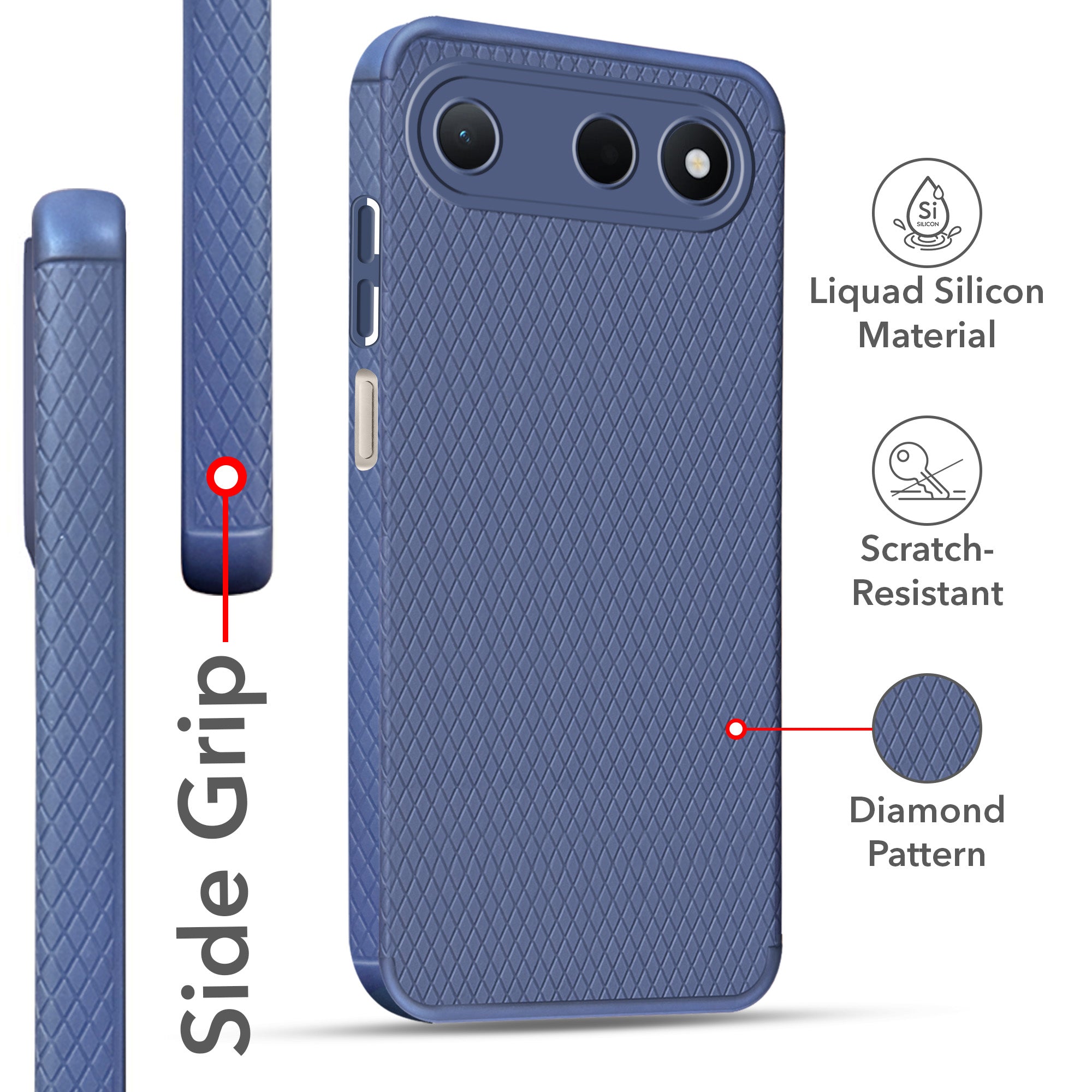For Tecno Spark 50 Back Cover Case Liquid Silicone (Camera Protection | Side Grip Texture | Soft and Flexible)
