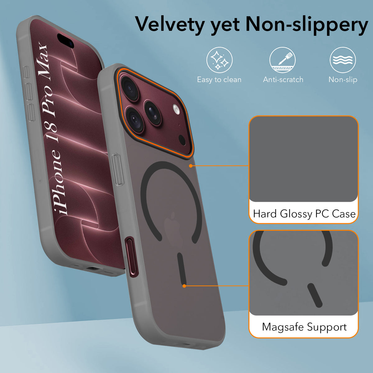 For Apple iPhone 18 Pro Max Back Cover Case (Soft Touch | Camera Bump Protection | MagSafe Compatible | Matte Finish)