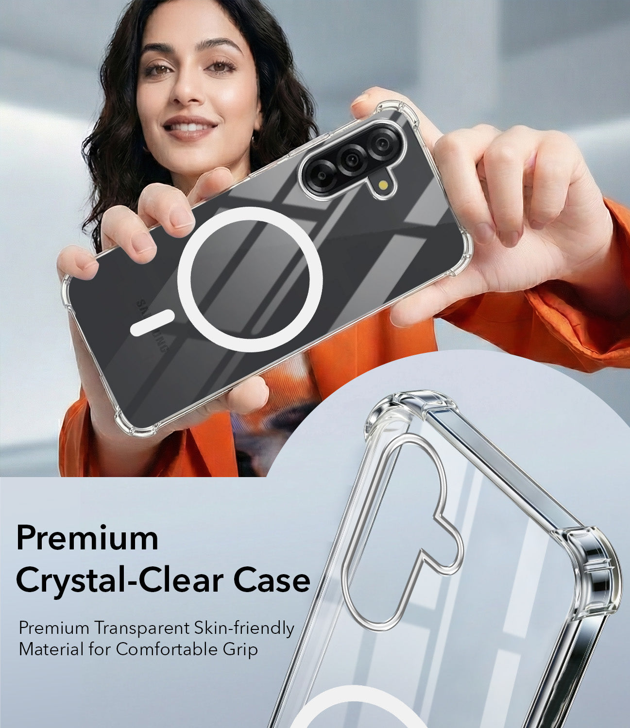 For Samsung Galaxy A36 5G Back Cover Shockproof Crystal-Clear (Magsafe Wireless Support | Drop & Camera Protection | Hard Polycarbonate)