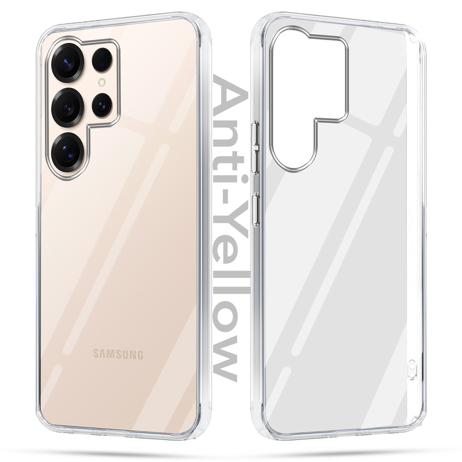 For Samsung Galaxy S25 Ultra Combo with Back Cover and 9H Tempered Glass (Lifetime Anti-Yellow | Sleek Hard Crystal | Oleophobic Coating Screen Glass)