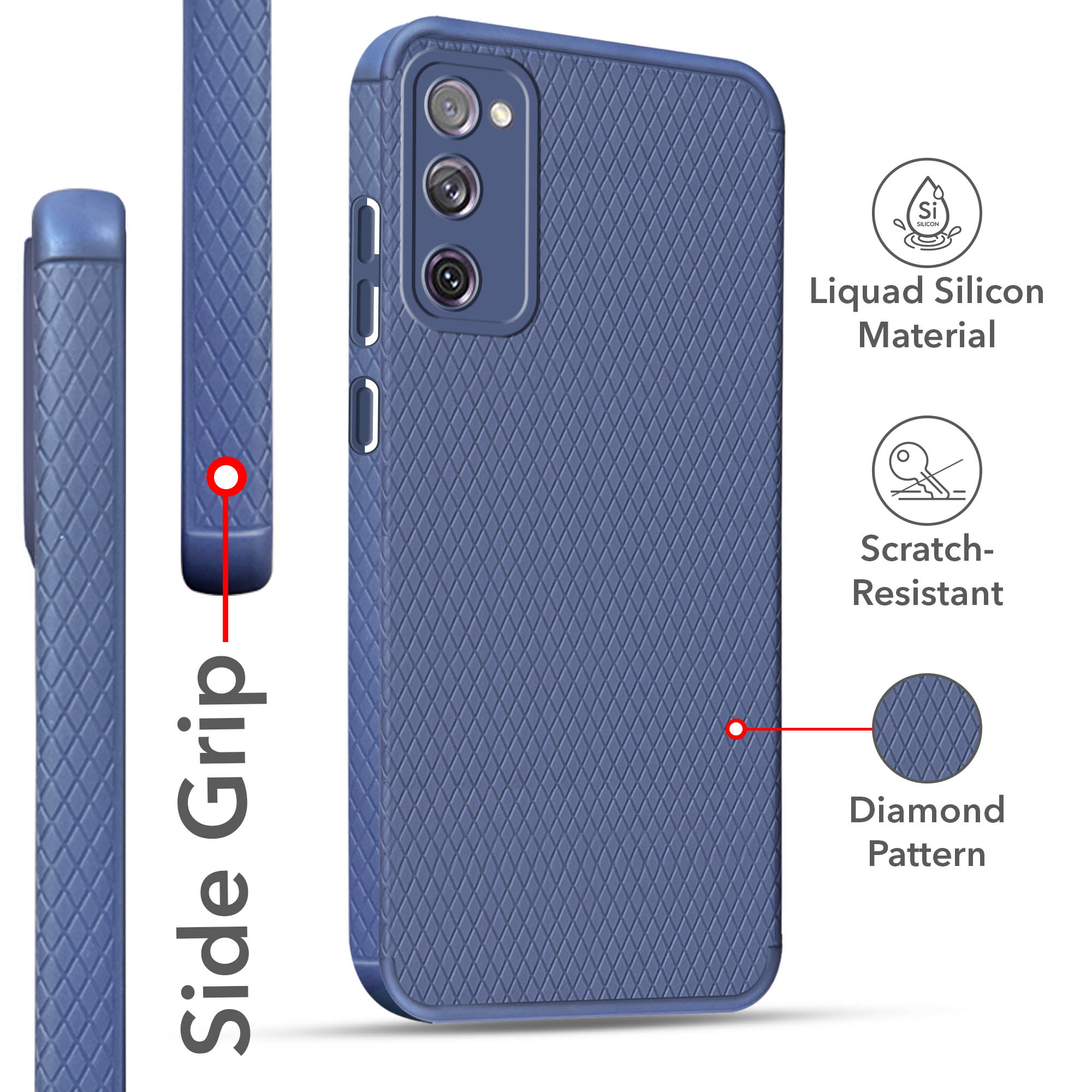 For Samsung Galaxy S20 FE 4G | S20 FE 5G Back Cover Case (Liquid Silicone | Side Grip | Camera Protection)