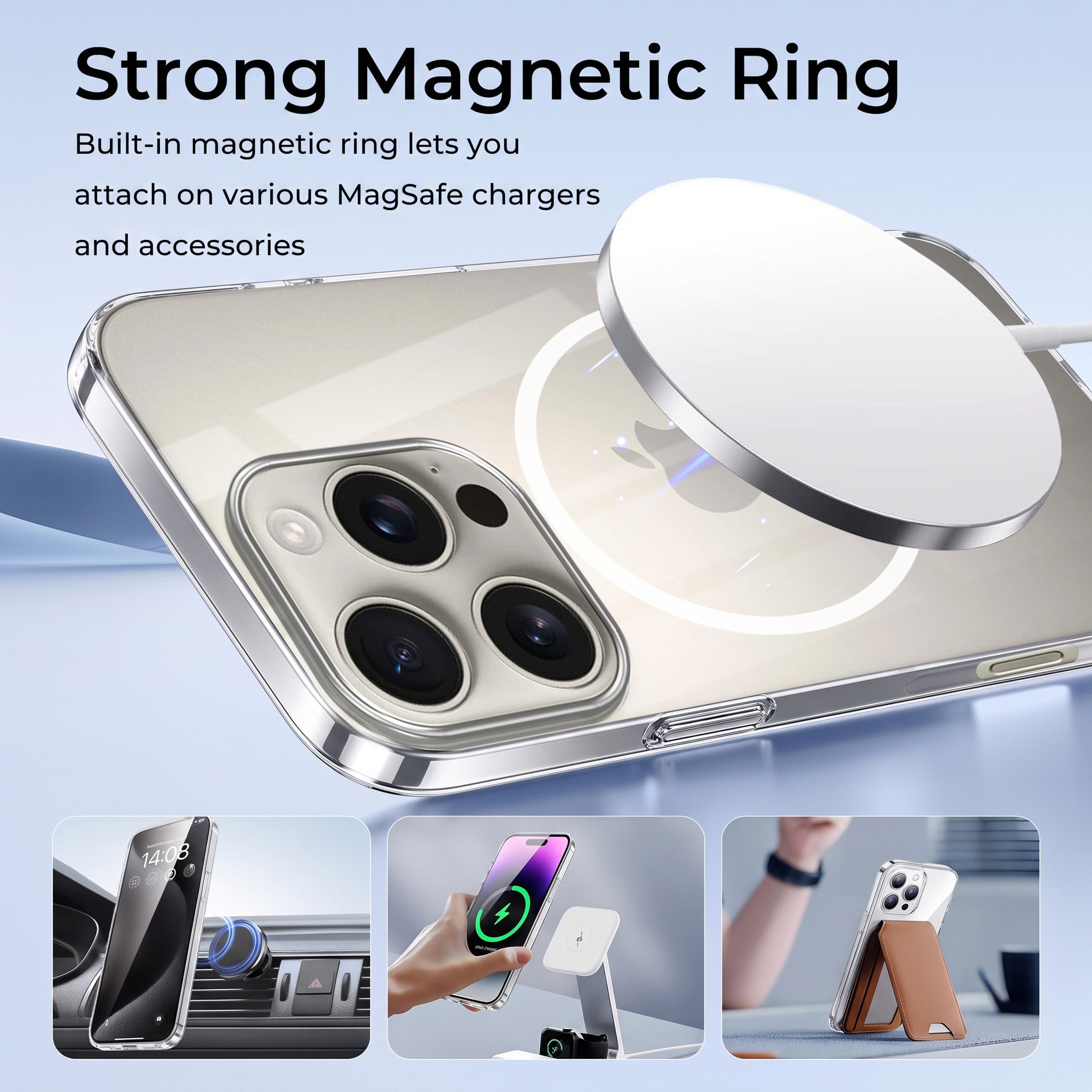 For iPhone 16 Pro Max Back Case Cover Crystal Anti Yellow (Unbreakable PC | MagSafe Wireless Charging Support |Camera Protection Bump)