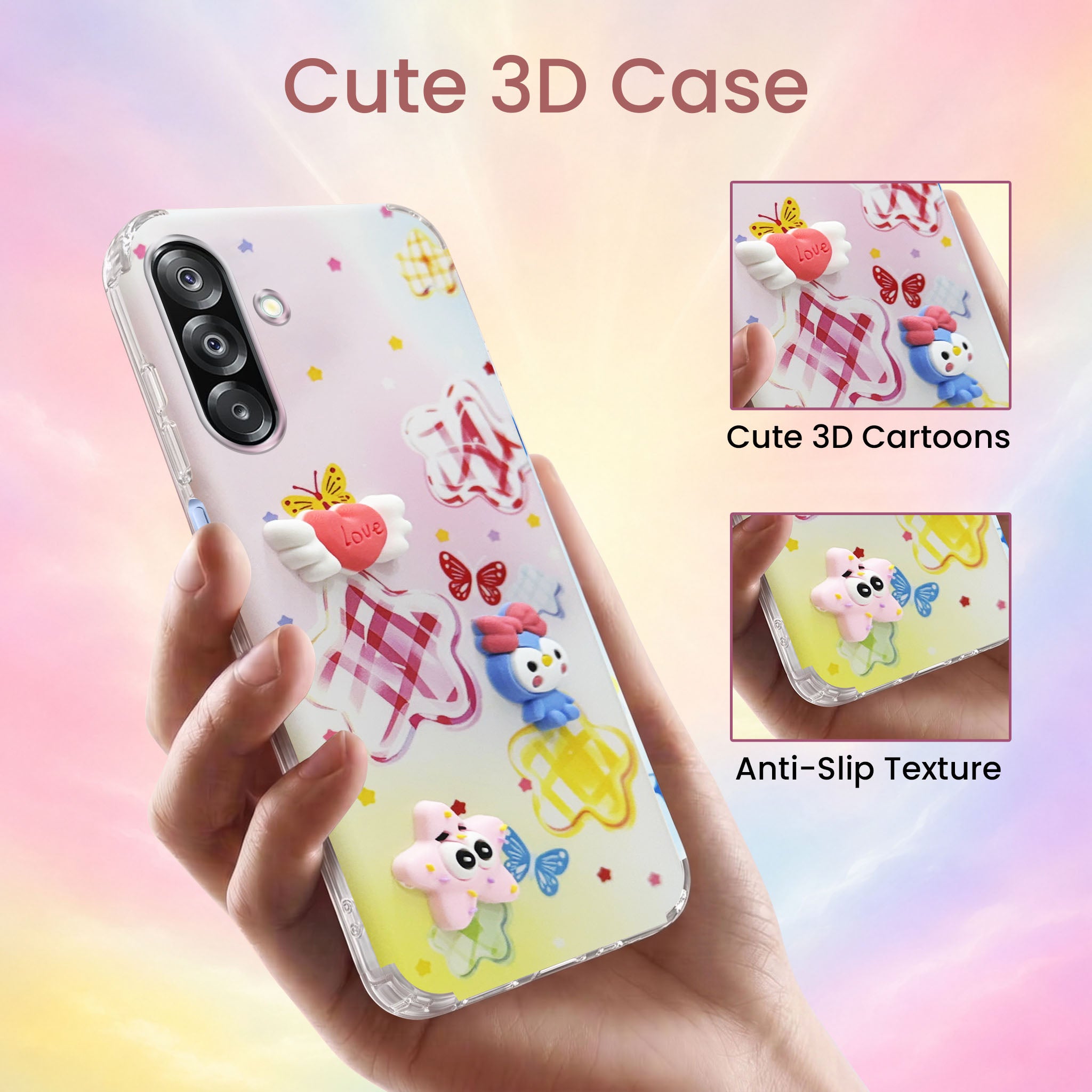 For Samsung Galaxy A26 5G Back Cover Case (3D Cute Cartoons | Hard Back Side Soft | Matte Premium Finish | HD Printing)