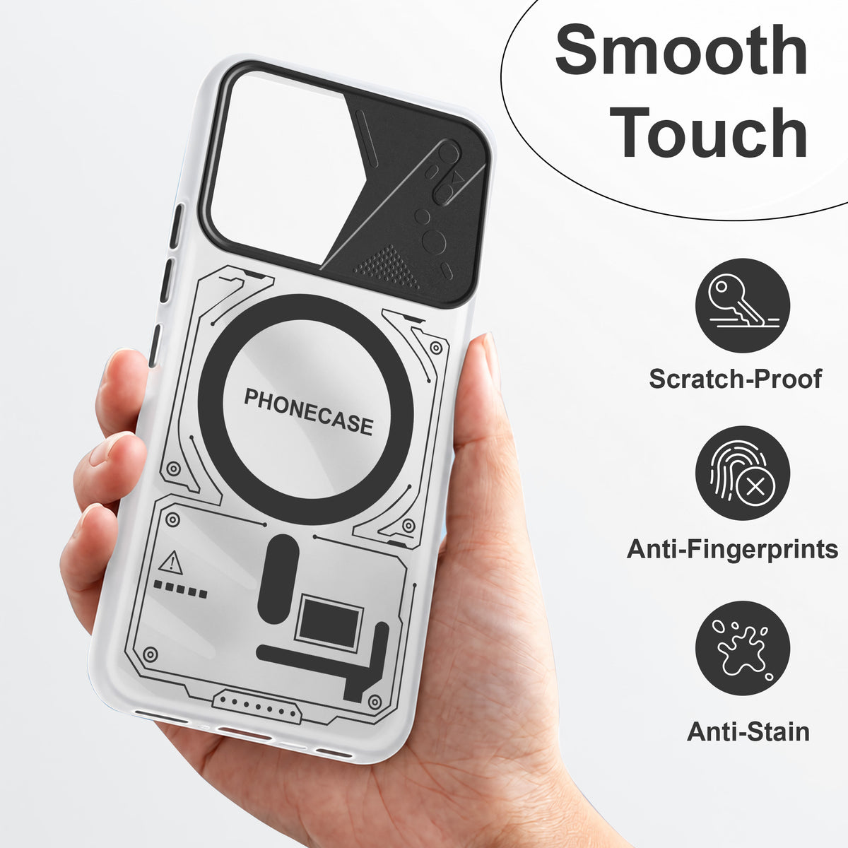 For Oppo F33 Pro 5G Metallic Back Cover Case (Metallic Camera Protection & Buttons | Translucent Milky Shade | Hard Polycarbonate)