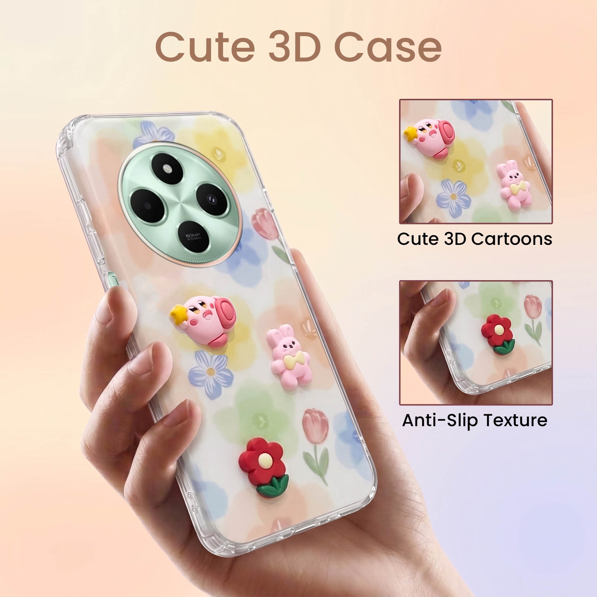 For Poco C75 | Poco M7 Back Cover Case (3D Cute Cartoons | Hard Back Side Soft | Matte Premium Finish | HD Printing)