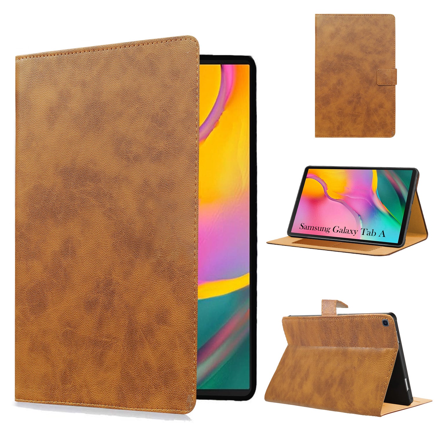 For Samsung Galaxy Tab A (T515) 10.1 Inch SM-T515/T510 Flip Cover Folio Cover (PU Leather | Multi-Angle Smart Stand | Card Storage Slots | Silicone Back Pouch)
