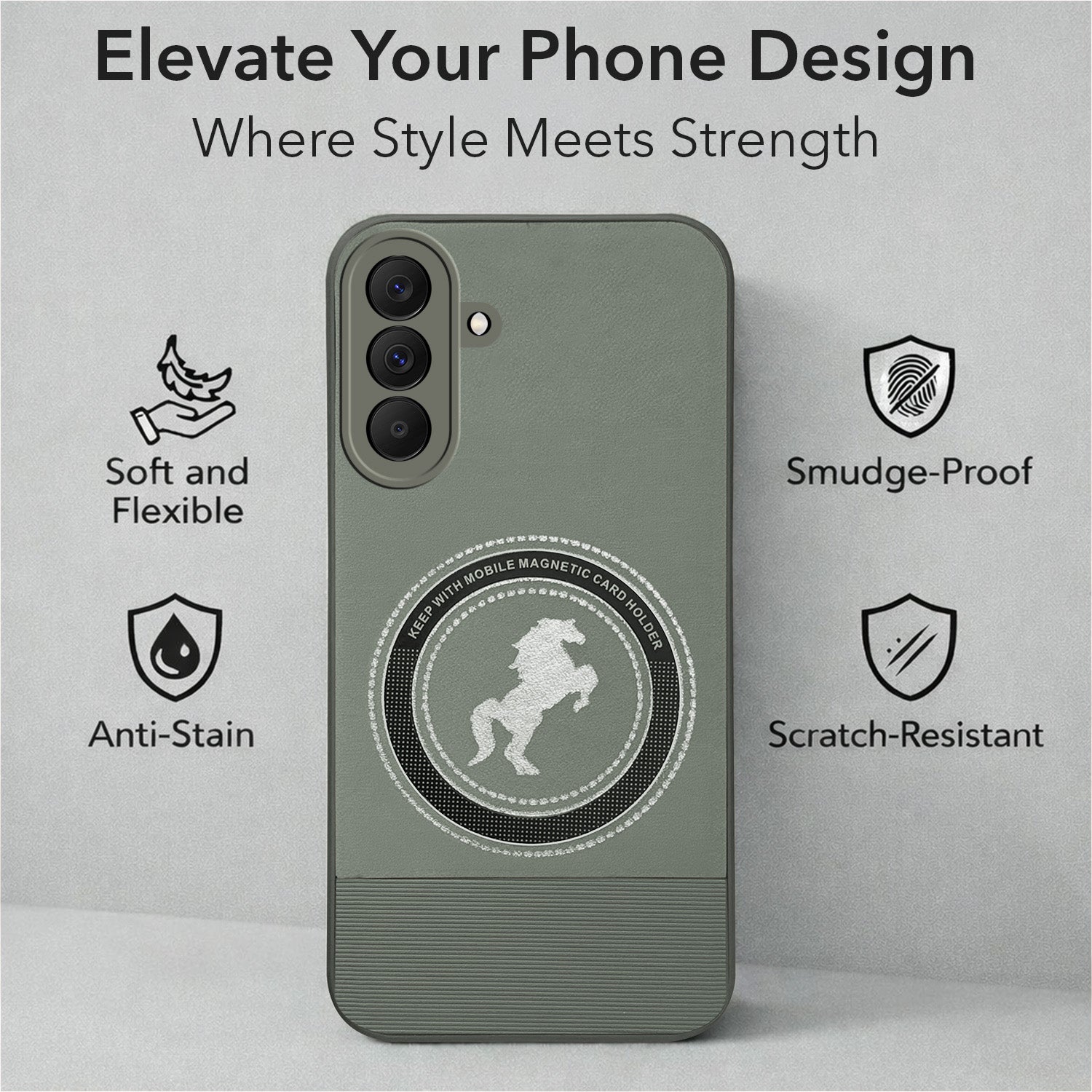 For Samsung Galaxy A57 5G Back Cover Case PU Leather Finish (Professional Minimalist Texture | MagSafe Compatile | Camera Protection | Sleek Sober Formal)