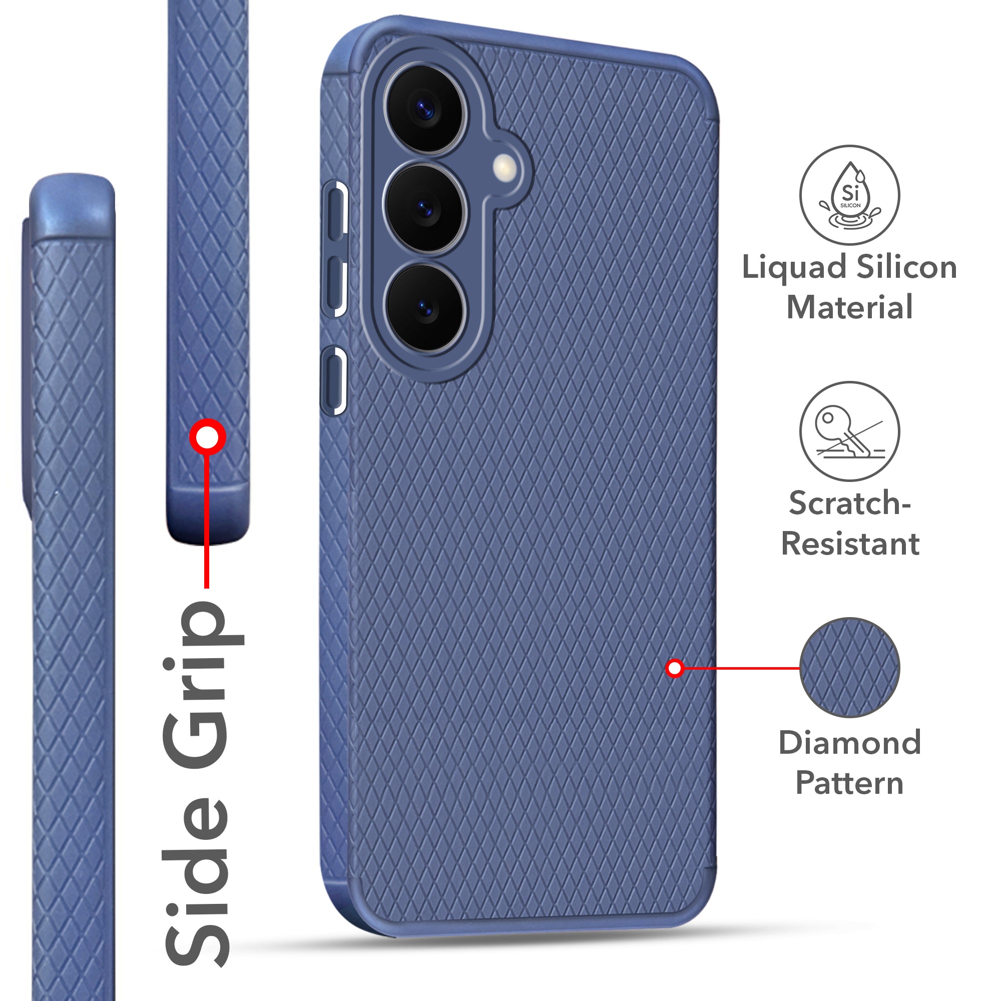For Samsung Galaxy S26 Plus Back Cover Case Liquid Silicone (Camera Protection | Side Grip Texture | Soft and Flexible)